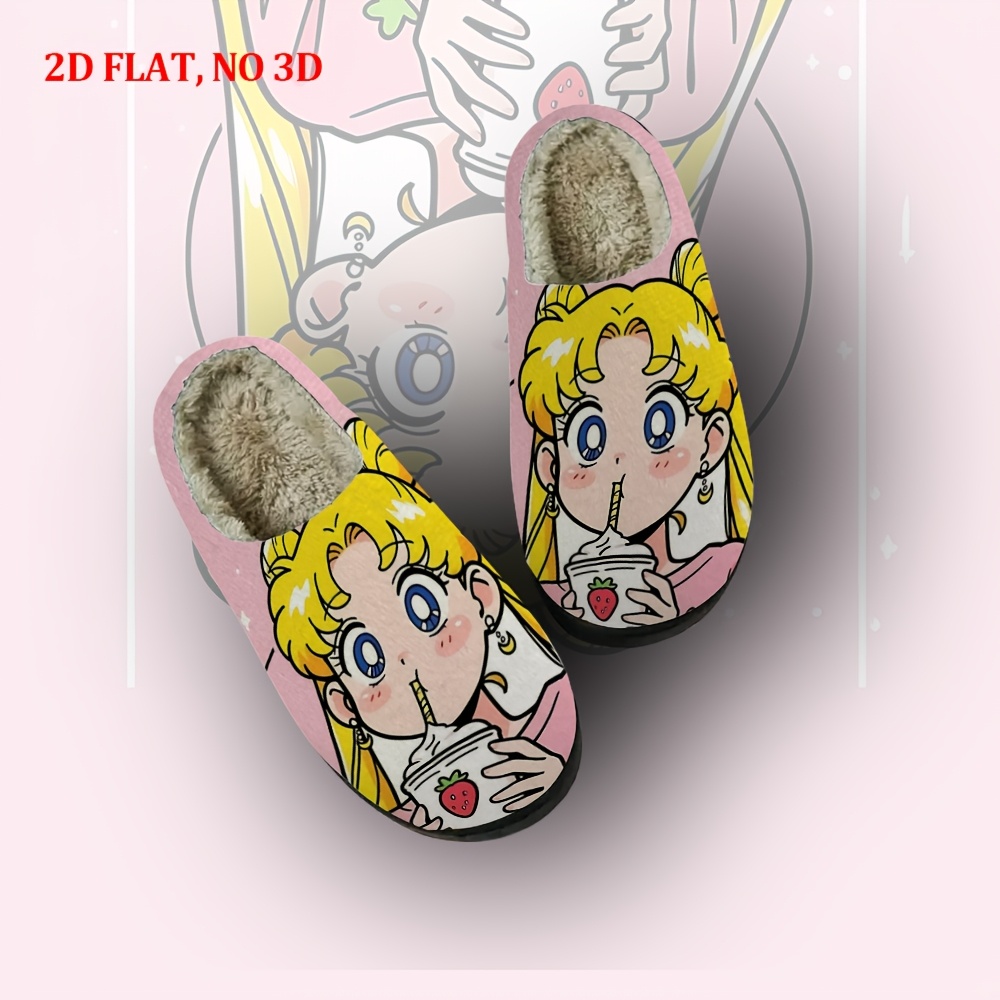 TEMU Chibi S-sailor- 2d Printed Comfortable Slippers, Soft Fabric, Tpr Sole, , , Hand Washable, Suitable For Bedroom And Living Room - The Gift For