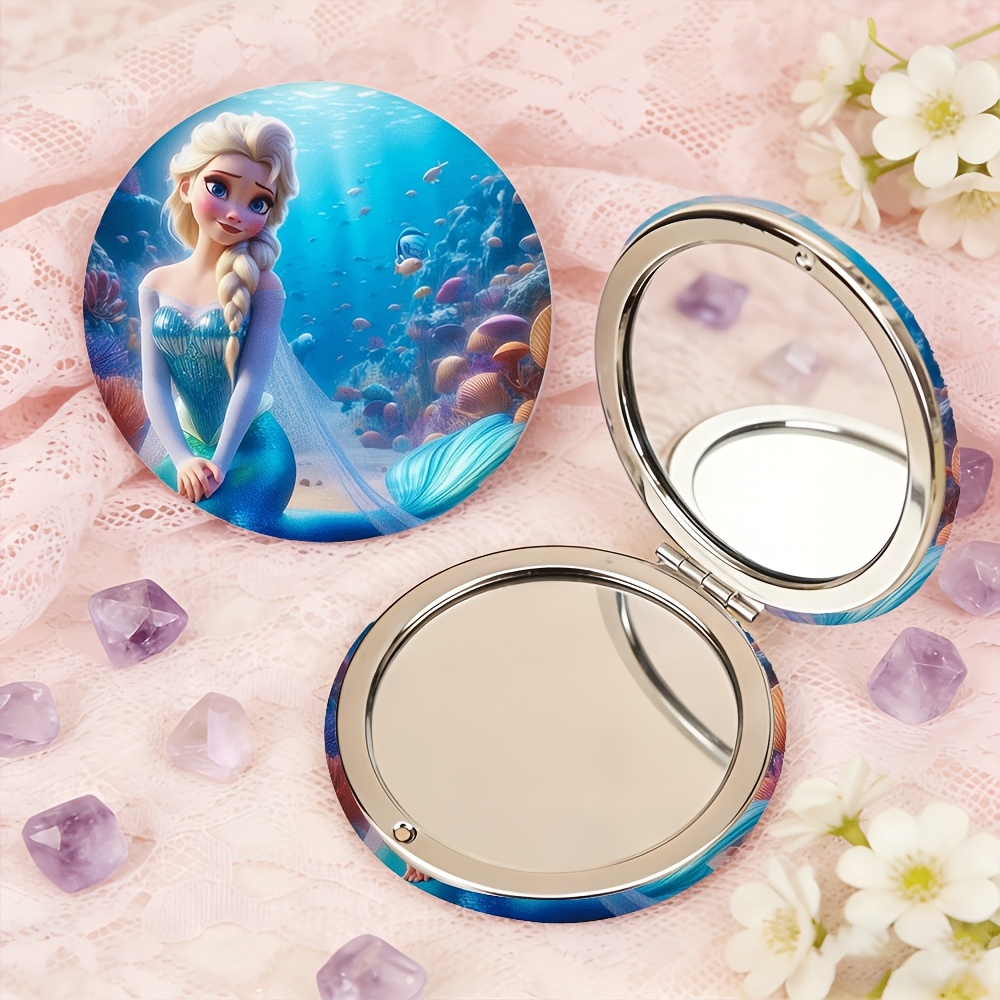 E-shop a Frozen Schminkspiegel, Cartoon-Handschmirgel, kleines Feiertagsgeschenk, doppelseitiger Klappspiegel, rund, , fein verarbeitet