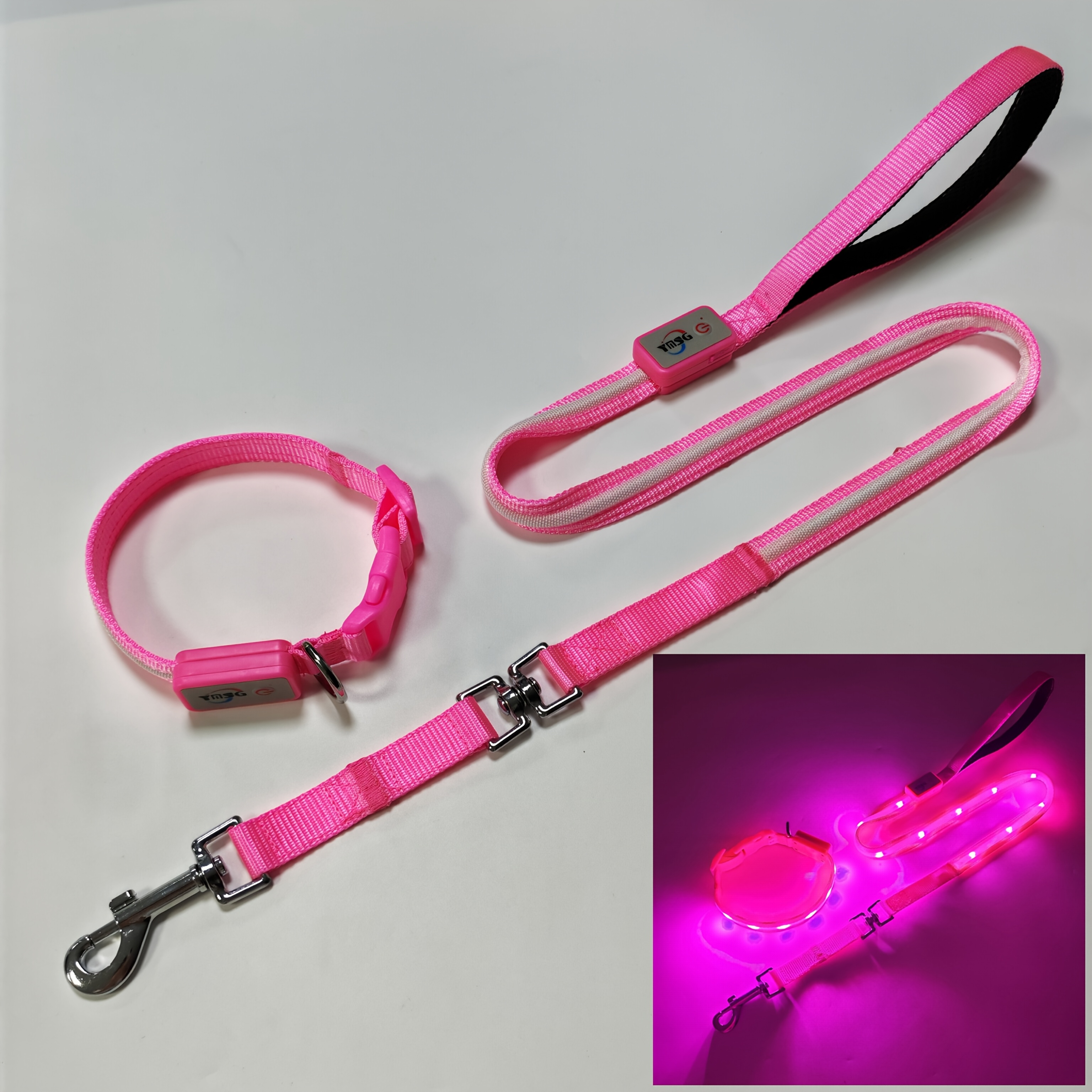 LED Nylon Pet Luminous Collar and Leash Set