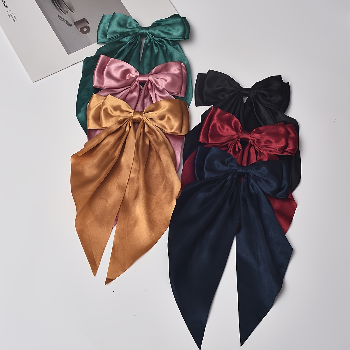 

6pcs Bow Set - Long Tail, - Barrettes For Women & - Accessories In , , , , ,