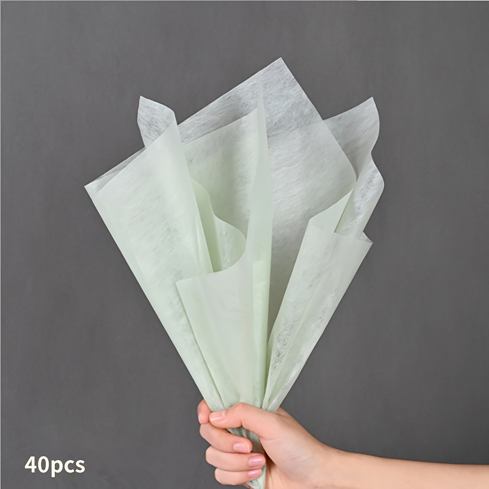 BBJ Wraps Hojas De Papel Para Envolver Flores Frescas, Impermeables, Paquete De Regalo, Suministros De Floristería Coreana, 20 Hojas (verde