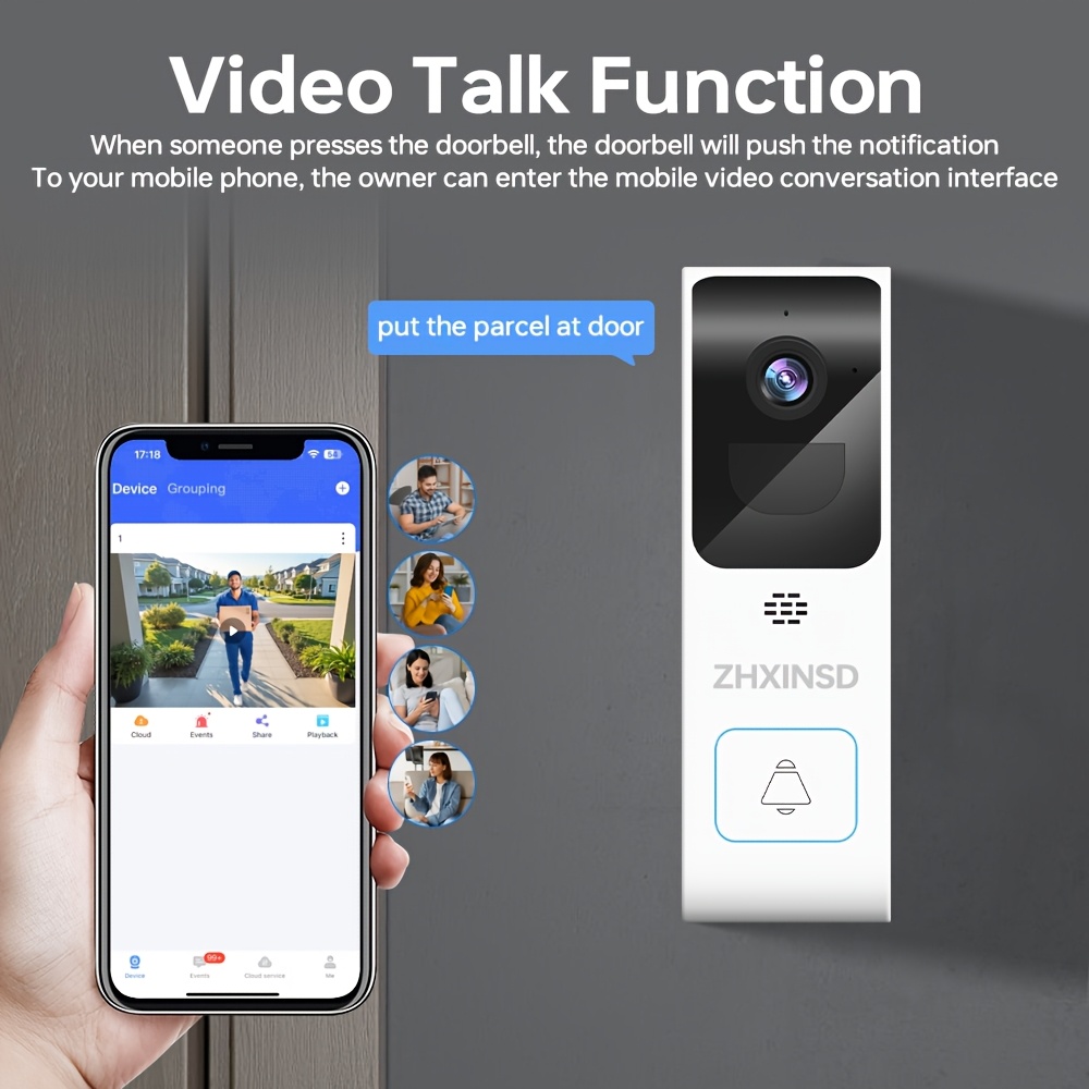 Wireless Doorbell Camera with 1440P Resolution & Two-Way Audio