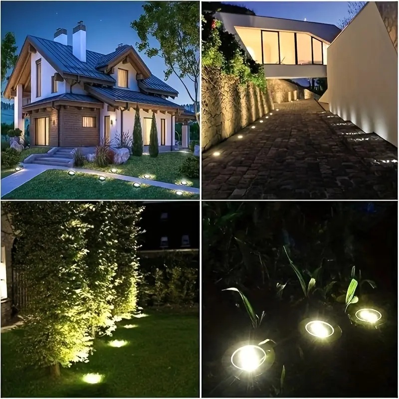 8pcs Solar Stainless Steel Pathway Lights, Automatic On/Off Solar Ground Inserted Lights, Warm/White, for Garden, Patio, Deck, Lawn, Driveway, Steps, And Walkways, Pathway Lights, Garden Lighting, Driveway Lighting, Fashionable Design