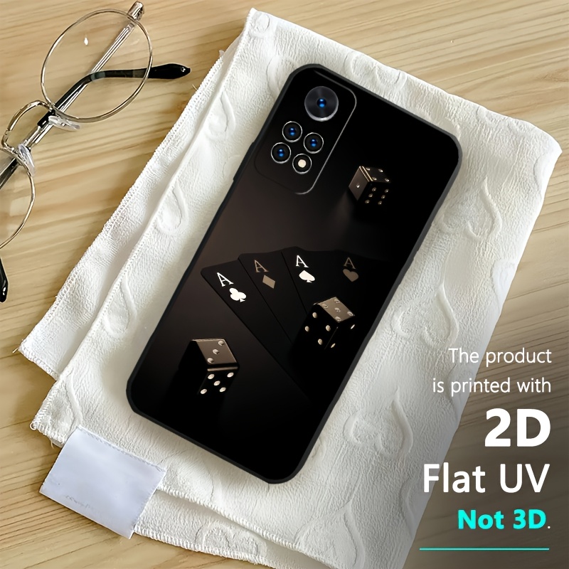휴대폰 케이스 - 2d 플랫 소프트 폰 케이스 커버, xiaomi redmi 14c/13/13c/12/12c/10 2022/10c/10a/9/9t/9c/9a/redmi note/14/14pro/14pro+/13/13pro/13pro+/12/12pro/11/11s/11pro/10/10s/  5g/9/9 pro에 적합, 블랙 포커 패턴