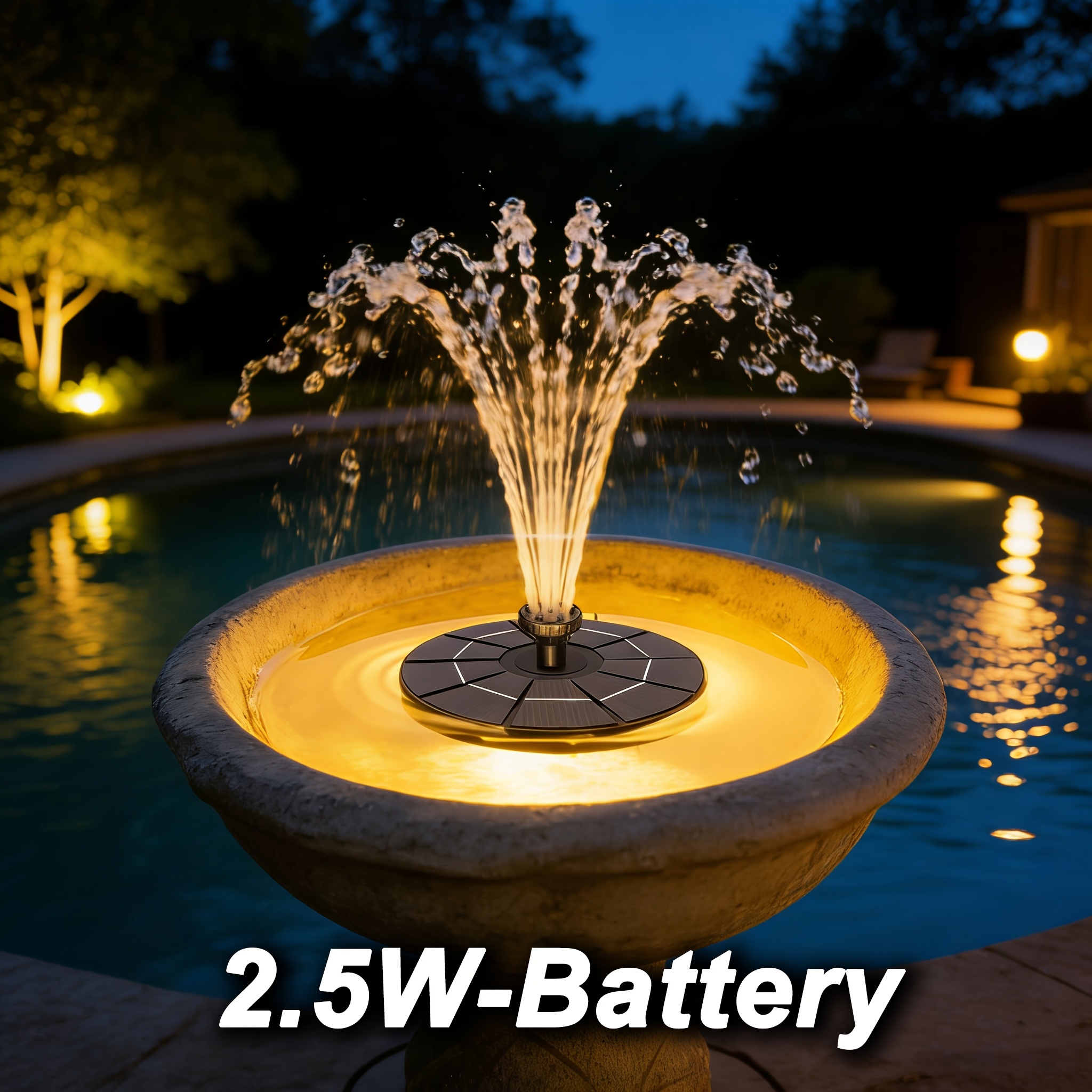 TEMU avec , Pompe à pour Bain d'Oiseaux, Fontaine Flottante Portable Solaire Autoportante avec Stockage de Batterie, Pompe à Potable pour Jardin,