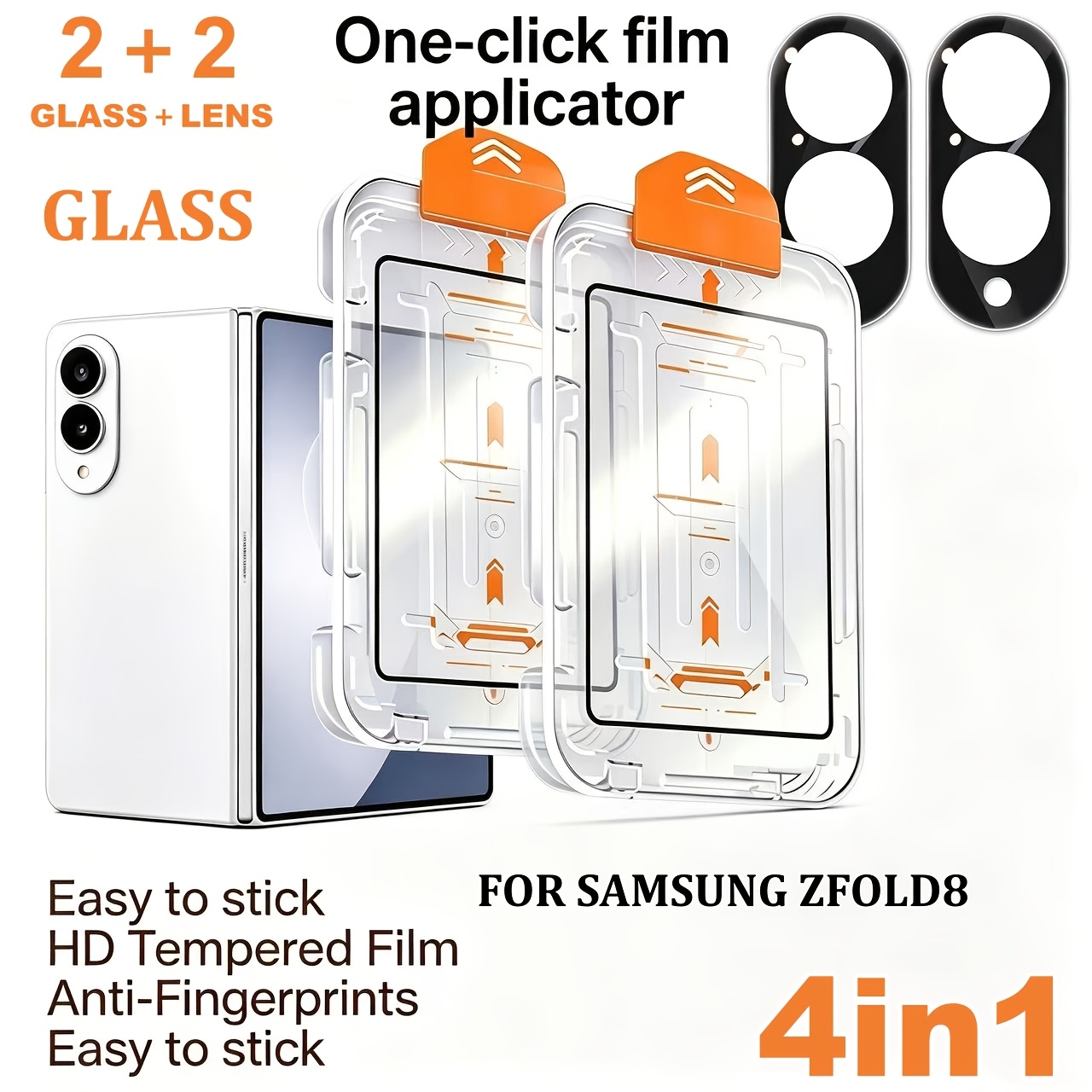 TEMU 4-in-1 Pack 2pcs Tempered Glass Screen Protectors And 2pcs Dust-free Installation Tools For Galaxy Z Fold 8, Dustproof Installation