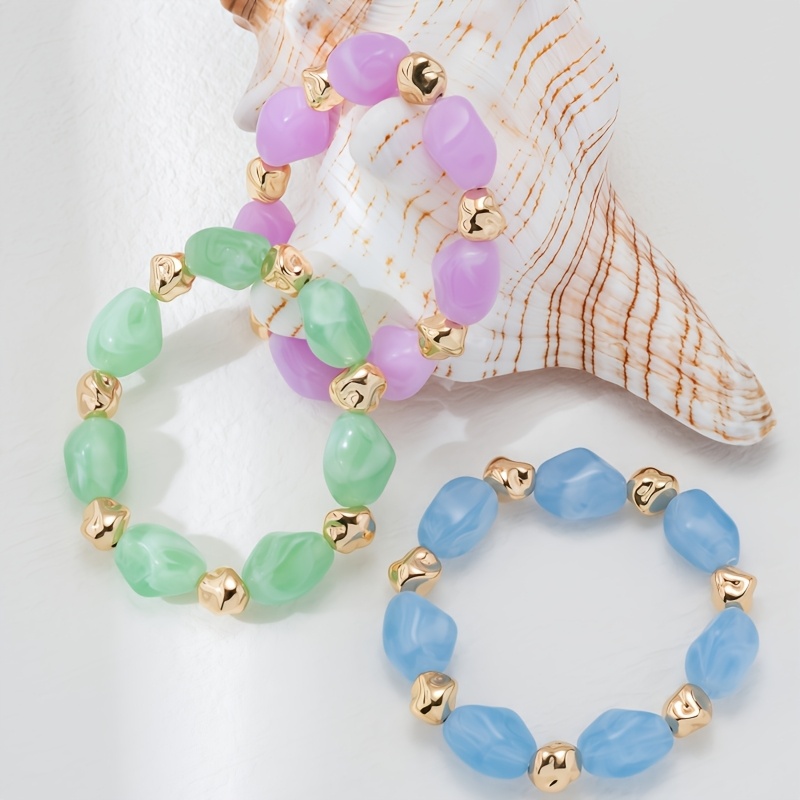 3pc Bohemian Irregular Stackable Bracelet Set, Women’s