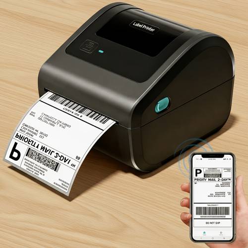 d450bt shipping thermal label printer inkless printer for shipping packages wireless 4x6 label printer for small business built in paper bin compatible with smartphones laptops