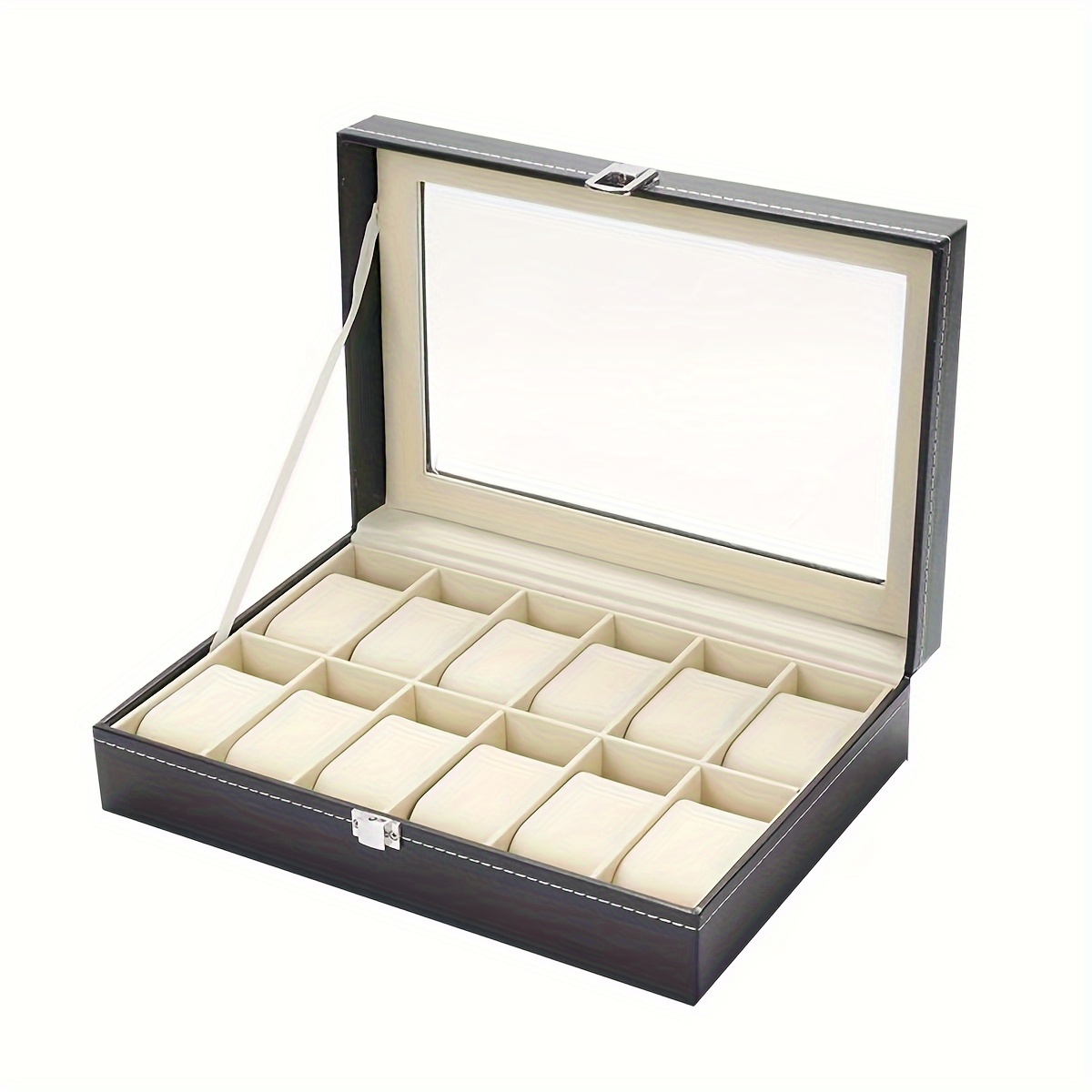 TEMU Watch Box Storage Box, 12-slot Watch Display Case, With Transparent Lid, Watch Storage Rack For Men, Anniversary Birthday Valentine's Day Gift