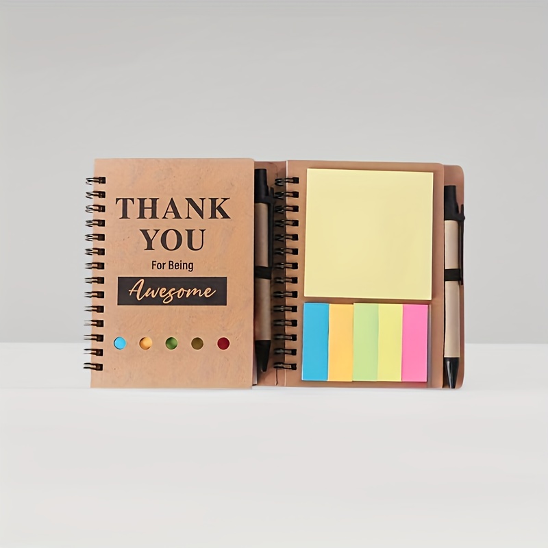 Spiral Inspiration Notebook, Thank You Gift, Employee Appreciation Gift, With Sticky Notes, Inspirational Pen