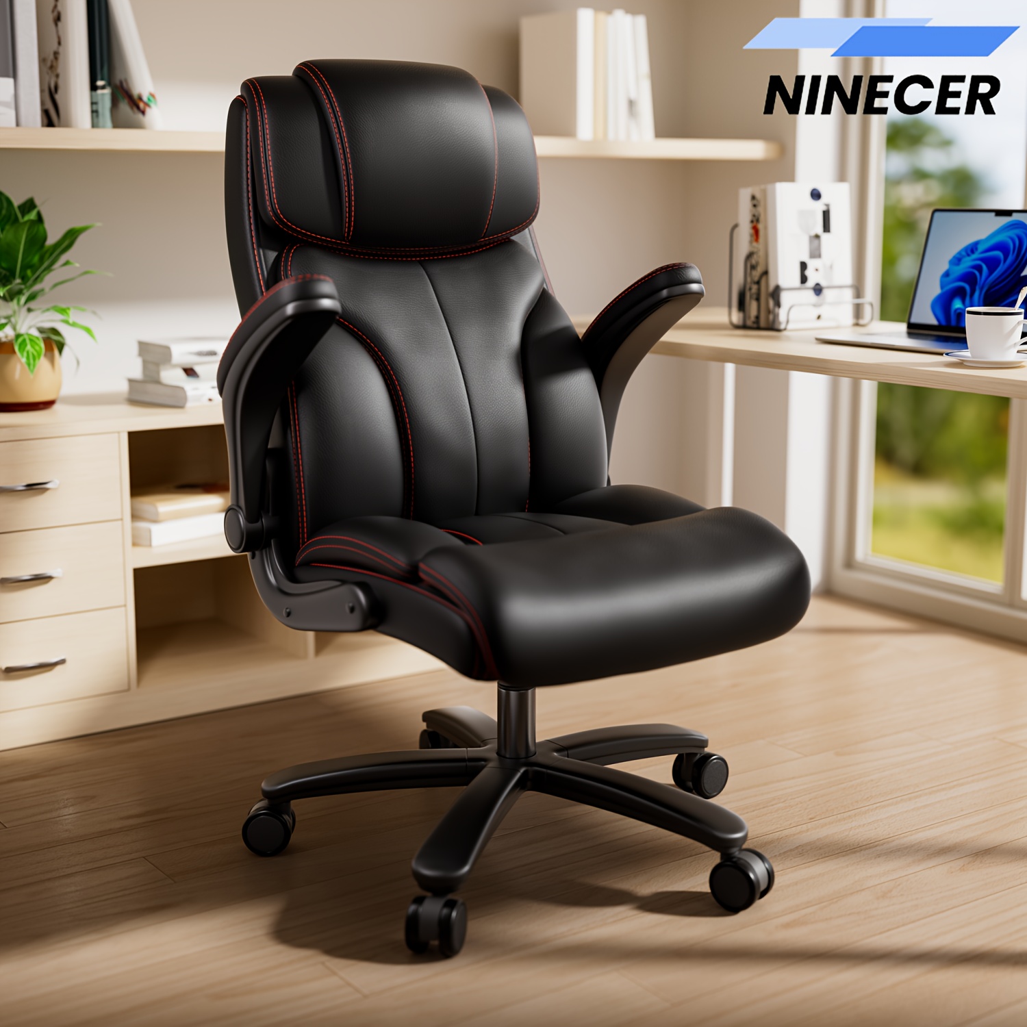 

Chair, Big And Tall Home Office Chairs For Heavy People 400lbs Wide Seat, High Back Large Executive Office Chair With Adjustable , Black Pu Leather Computer Desk Chair