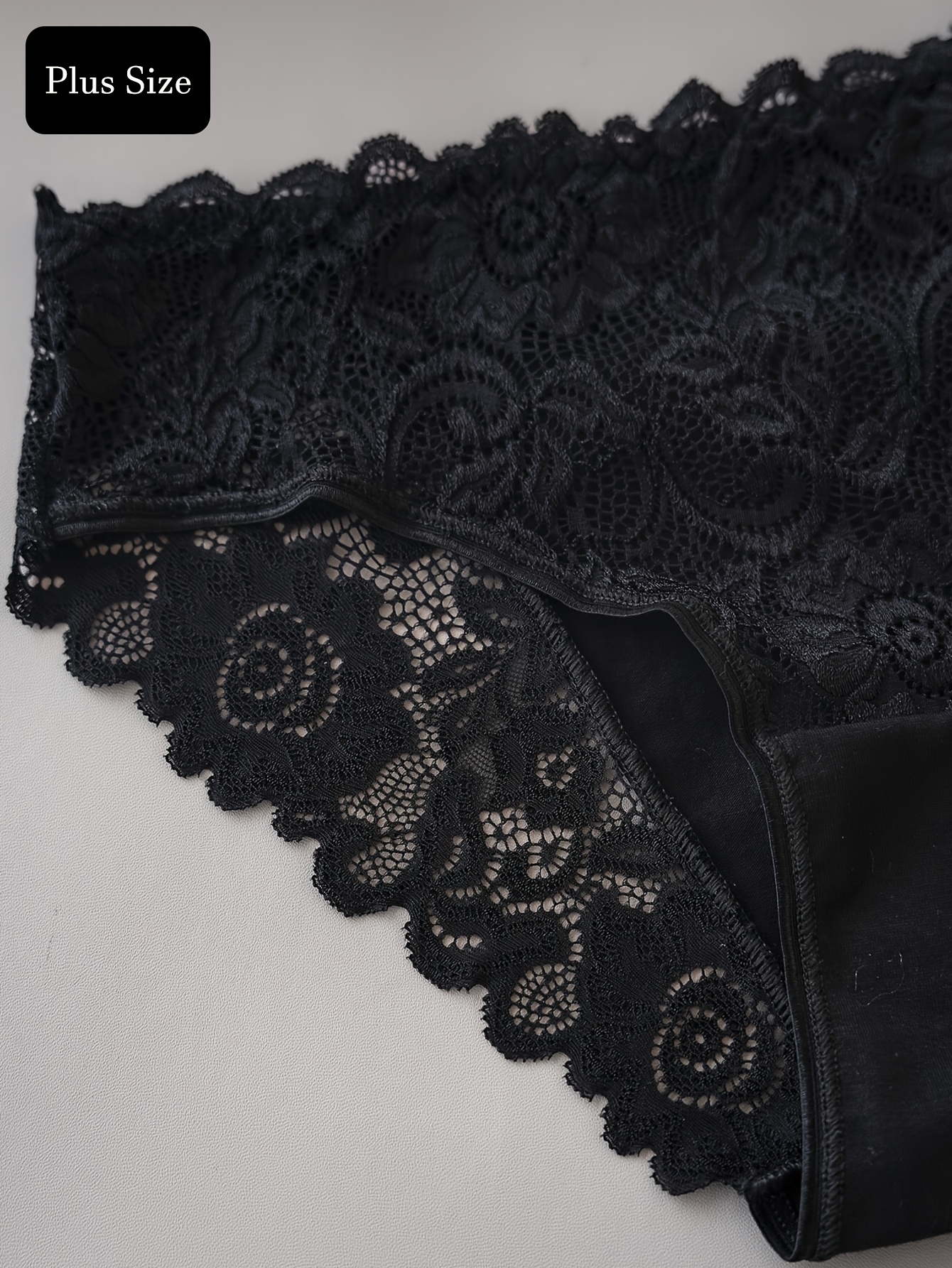 5-Pack Women's Plus Size Lace Stitching Underwear - Elegant Floral Print, Breathable & Comfortable Mid-Rise Briefs (XL-5XL), Daily Wear Underwear | Feminine Elegance | Intricate Lace Detail