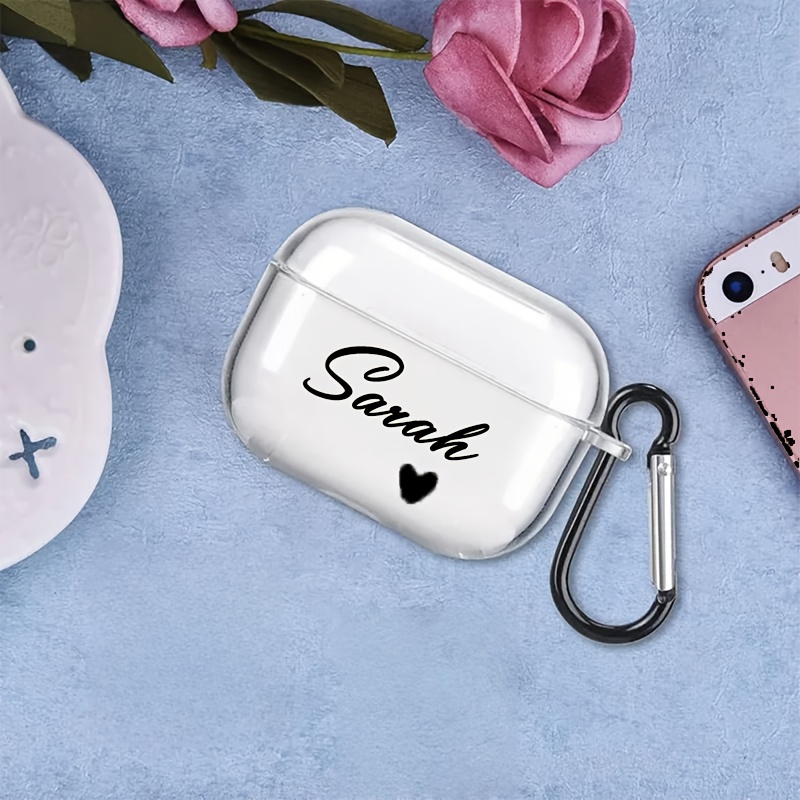 Personalized Custom Soft Tpu Transparent Protective Case - Compatible With For Airpods, Customized Name With Heart-shaped Pattern, Suitable For Airpods 1/2/3/4 And For Airpods Pro//pro3