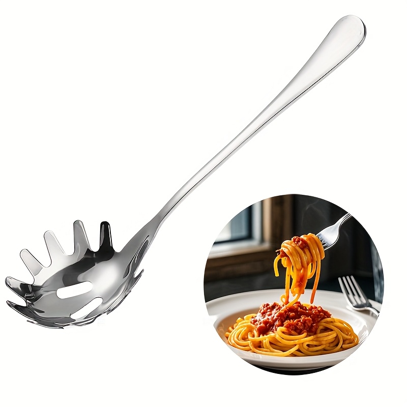 E-shop 9-Zoll Edelstahl-Spaghettischaufel mit Schlitzeinsatz - für das Kochen von Nudeln, , Eiern und Gemüse - Langlebiges Küchenwerkzeug zum einfachen
