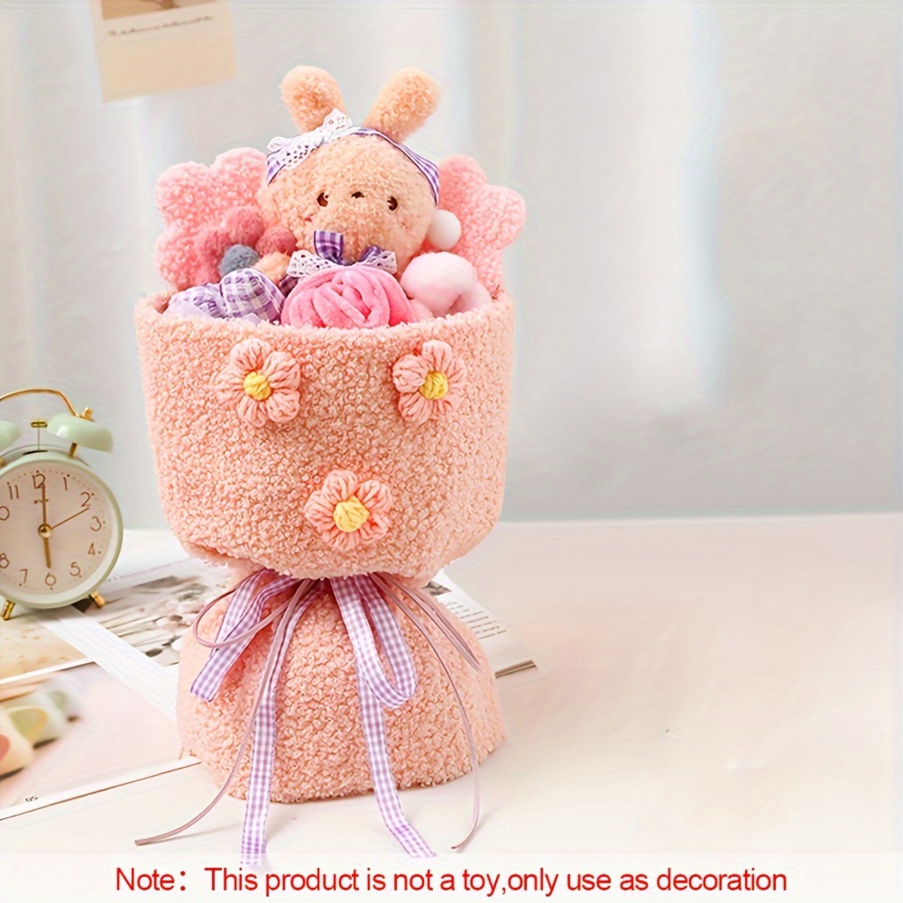 1pc Plush Bouquet Doll Flower Decoration, Cute Rabbit Plush Bouquet Flower  Stuffed Animal Bouquet With String Lights, Valentine's Day, Christmas Birth