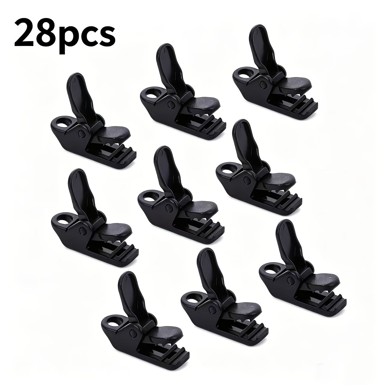 Image of 28pcs Set Of Outdoor Tent Clips, Tent Hooks, And Round Clamps For Securing High Quality Tarps And Awnings, Suitable For Camping Supplies