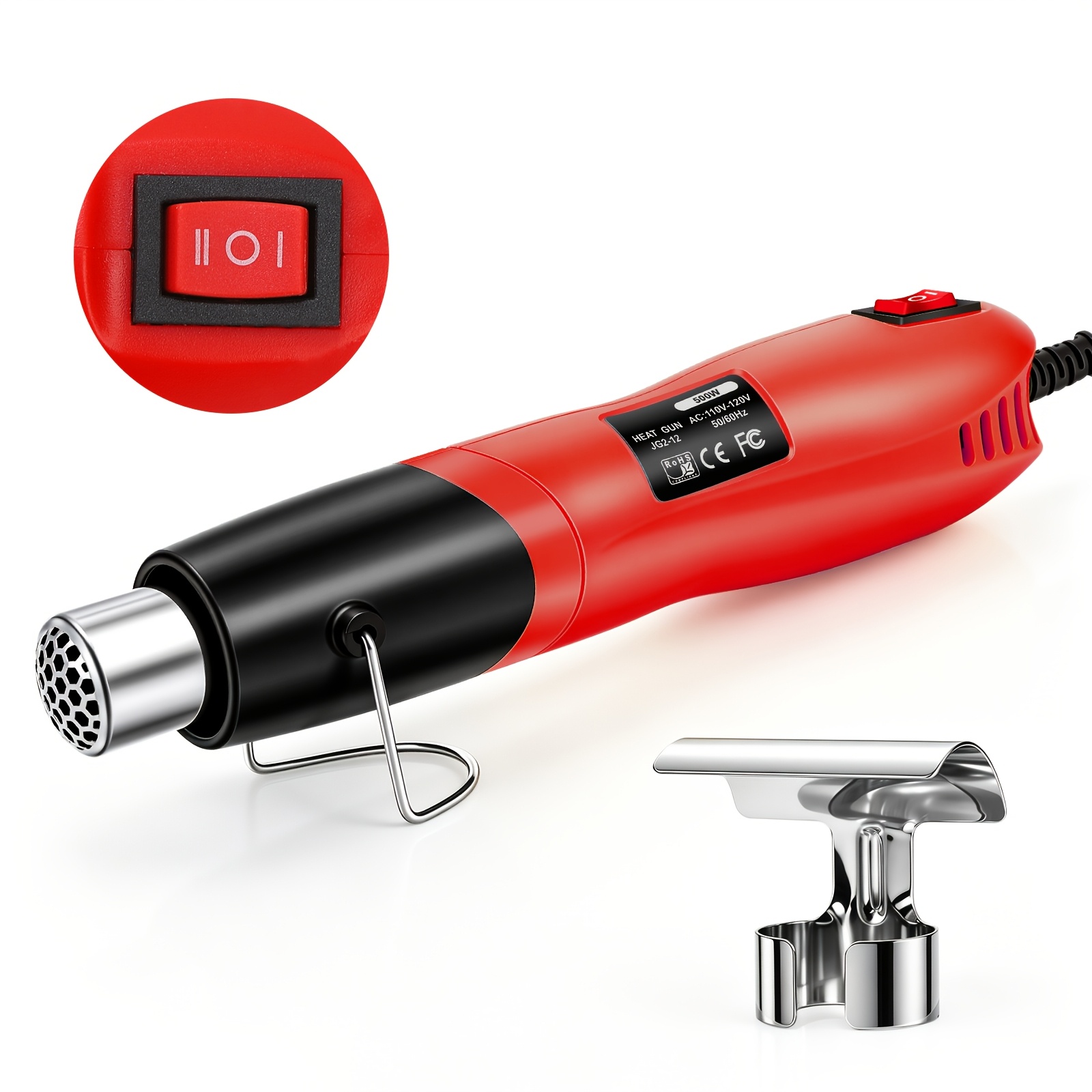 TEMU Mini Heat Gun 2-speed Temperature Adjustable Handheld Hot Air Gun With Nozzle Bracket For Shrink Wrap Vinyl Crafts Embossing Phone Repair
