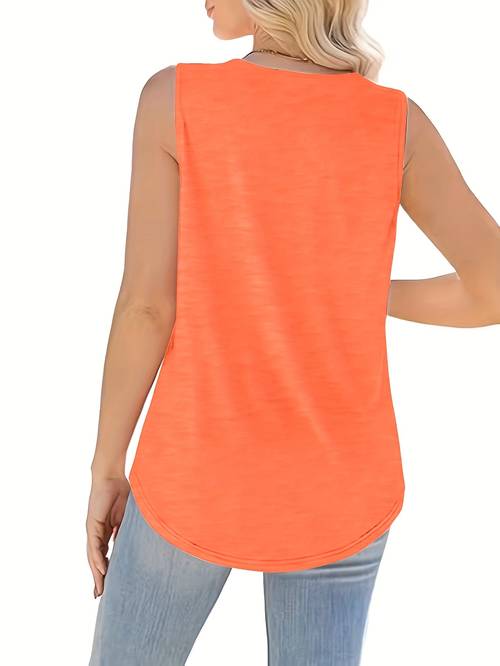 plus size solid color round neck vest summer and spring casual sleeveless top womens clothing