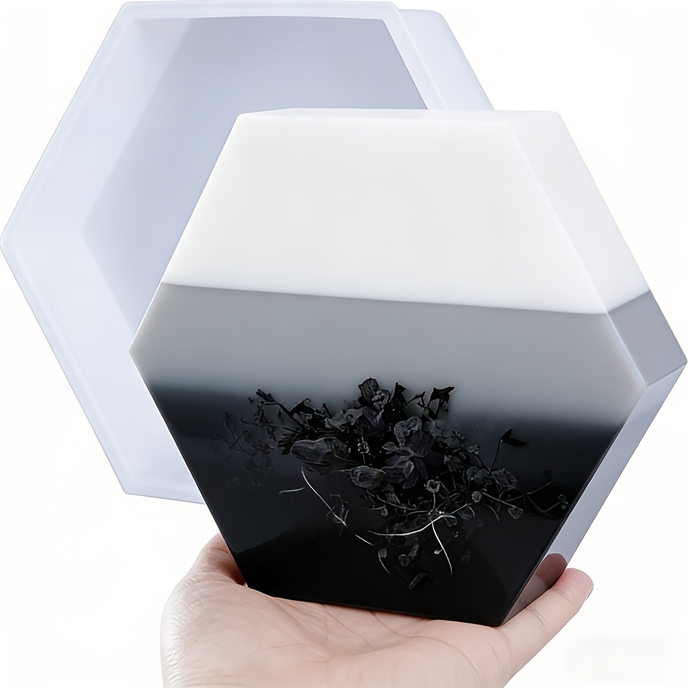 TEMU Large 6-sided Hexagonal Silicone & Epoxy Resin Mold Suitable For Photo Preservation, Scented Candles, Diy Crafts, Flower Resin Casting, Book