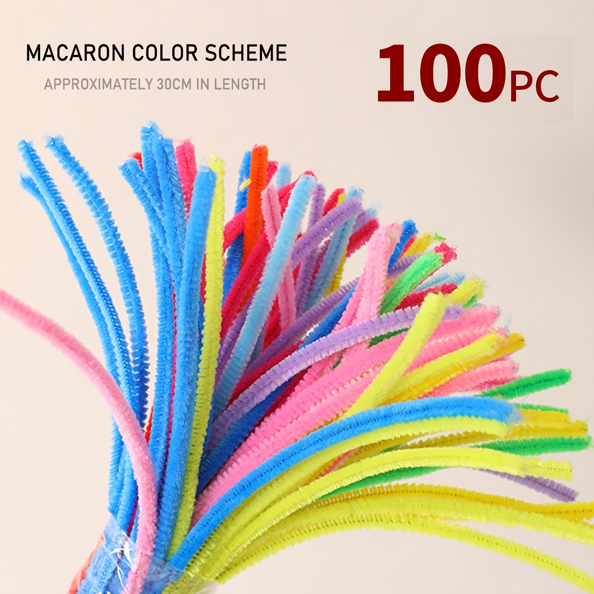 

100pcs Macaron Color Pipe Cleaners, Color Iron Craft Twist Sticks, Diy Plush Pom Pom Maker Accessories For Jewelry, Toys, And Handmade Projects