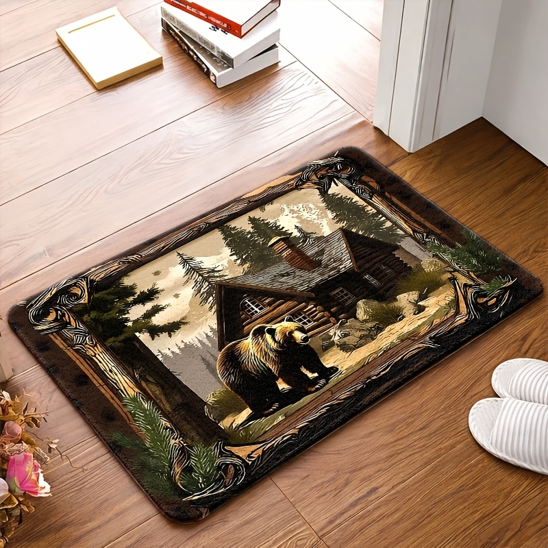 TEMU Paillasson 1 pièce vintage à motif de et d', tapis amusant lavable en machine avec dos antidérapant en plastique à pois, épaisseur 0,392 pouces,