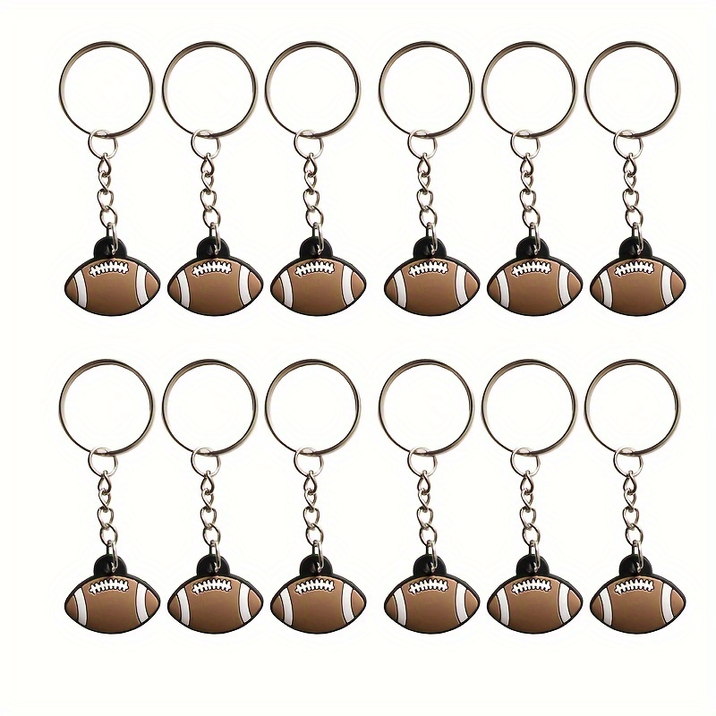 

12pcs Rugby Ball Party Favors, Rugby Ball Keychain Pendant Decoration, Sports Birthday Party Supplies, Backpack Pendant, Gifts