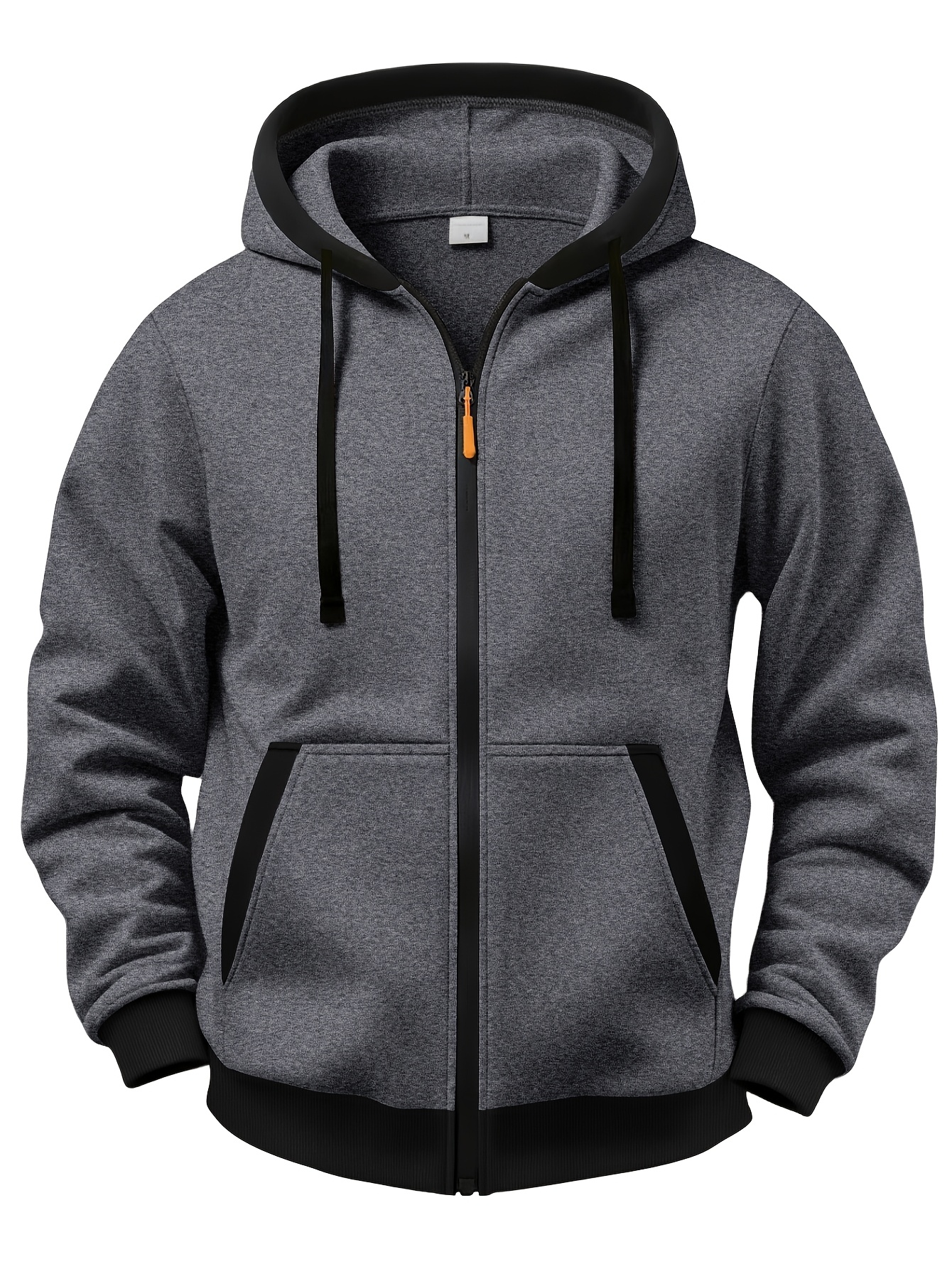 mens casual hooded sweatshirt fall winter versatile color block hoodie trendy hooded cardigan jacket