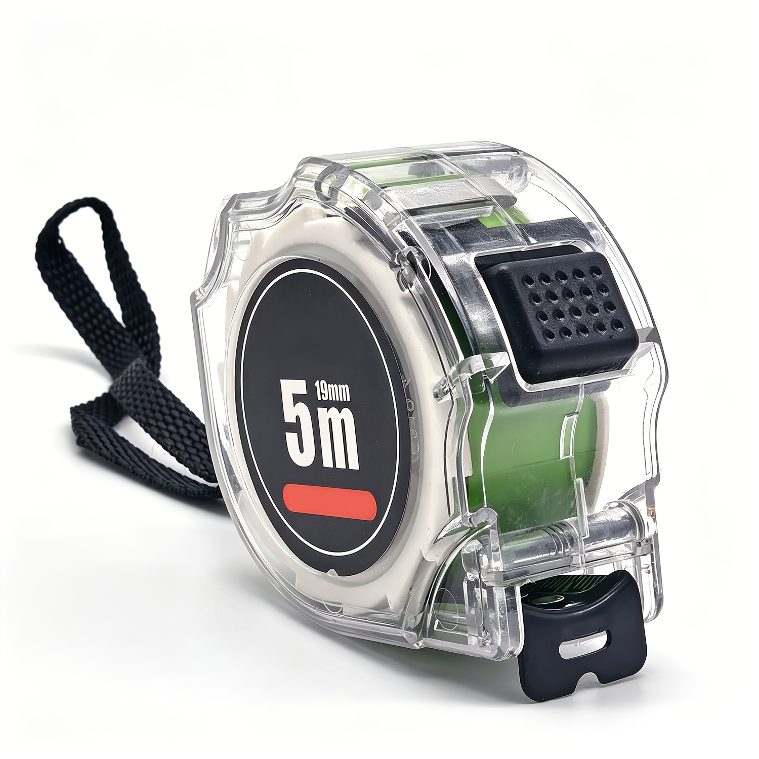 TEMU 1pc 5m High-precision Self-locking Fluorescent Steel Tape Measure, Laser Inkjet Scale Design, Abs Plastic Shell, Clear Scale Display, Portable