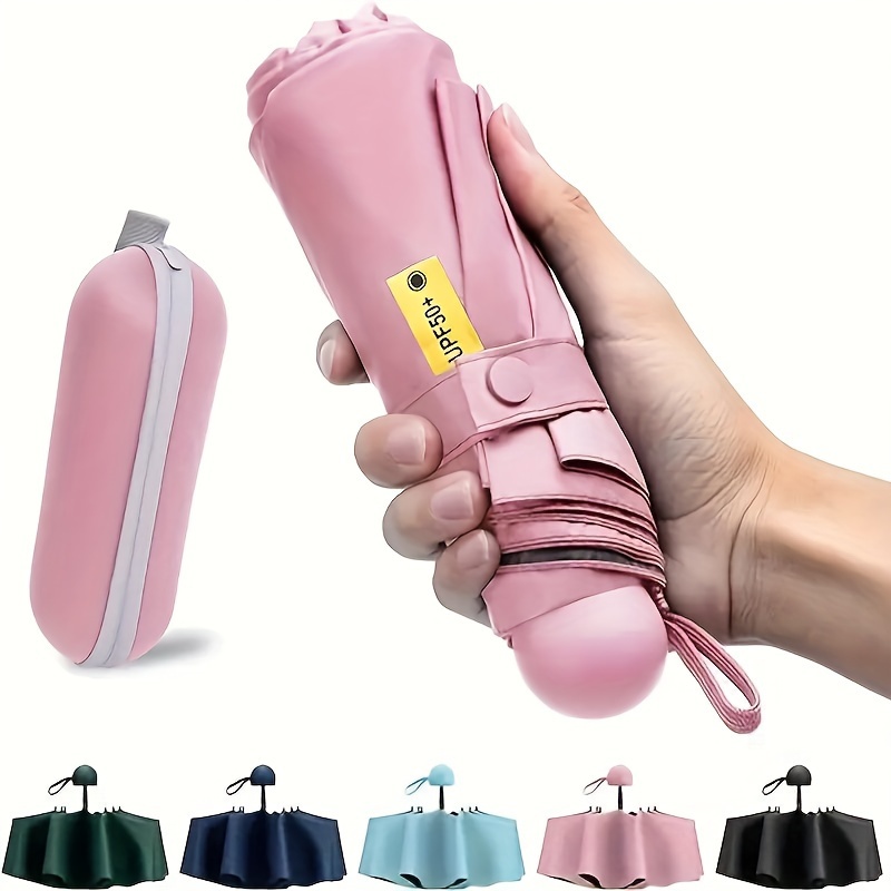 

Parapluie compact pliant mignon et pratique avec protection UV UPF50+, manuel, mini, imperméable, portable, poche de voyage