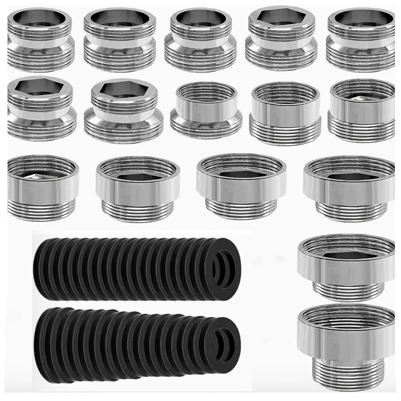 16pcs Adapter Set, Brass Thread Adapters For Water Filters, Double Thread Aerator Connectors For Kitchen Faucets And Garden Hoses