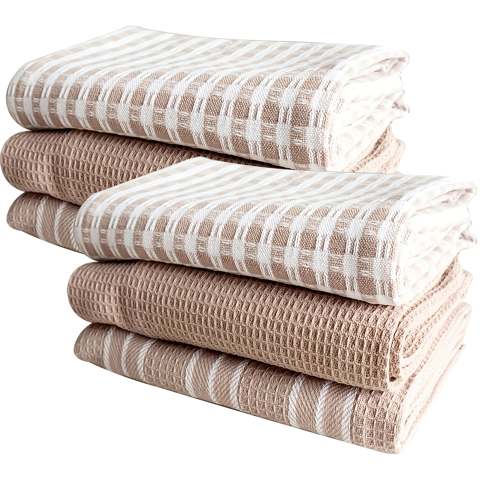 6pcs Soft & Absorbent Kitchen Towel Set - Large, Durable Waffle Weave Dish Cloths In Solid, & Striped Patterns For & Drying - Ideal For Cooking, Baking &