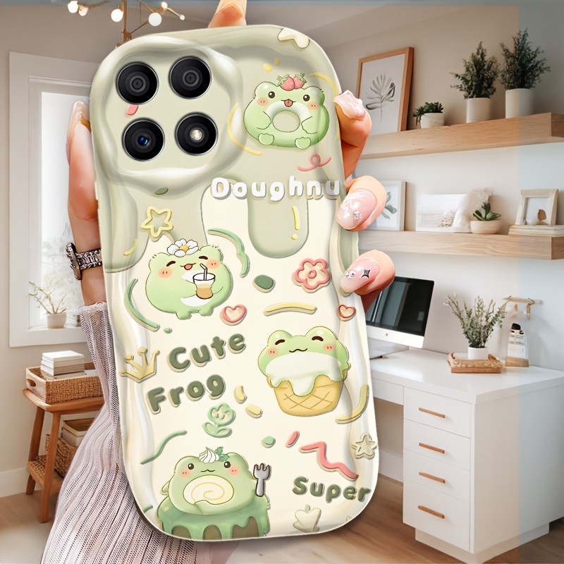 Etui za telefon - Nov in ljubek otroški etui za telefon s potiskom žabice iz sladkornega sladoleda in torte, odporen na udarce, za Honor X5C X5