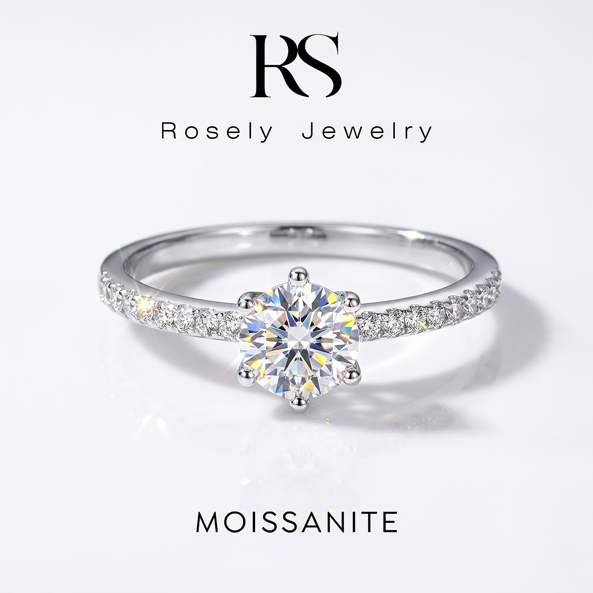 Sparkling 0.5Ct Moissanite Rings for Women, Luxury Engagement