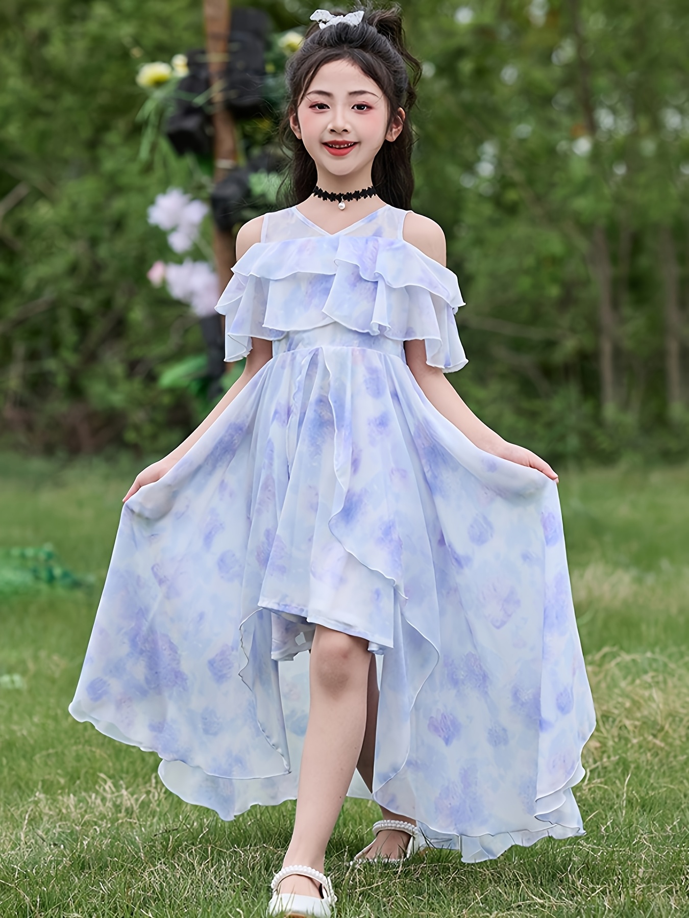 strapless open back dress Butterfly Princess Dress Blue / 2-3 Years main image 1