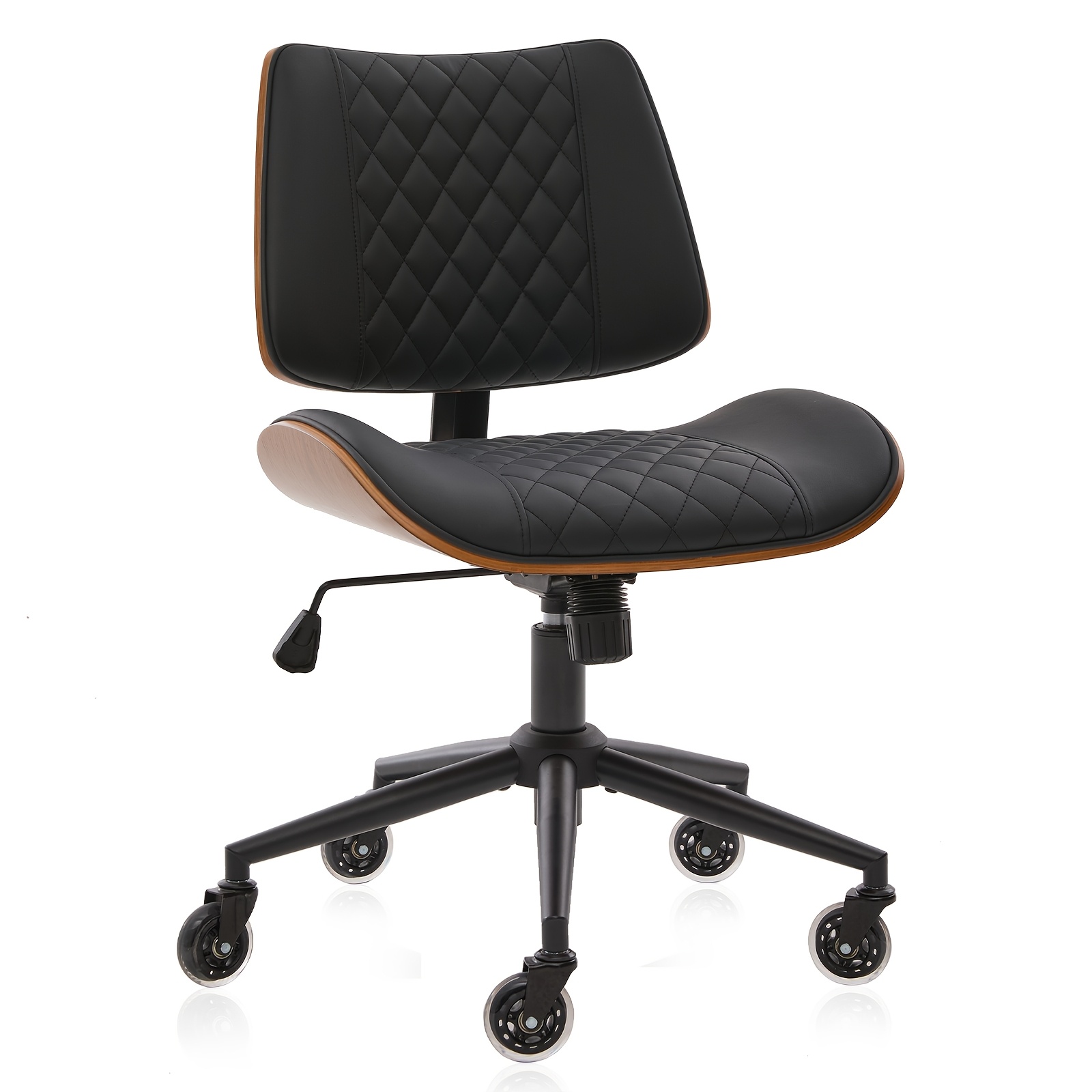 Armless Home Office Executive Chair, Desk Chair with Low Back Lumbar Support, Ergonomic Computer Desk Chair with 360° Swivel Wheels for Adult Work And Study, Black/Beige/Brown