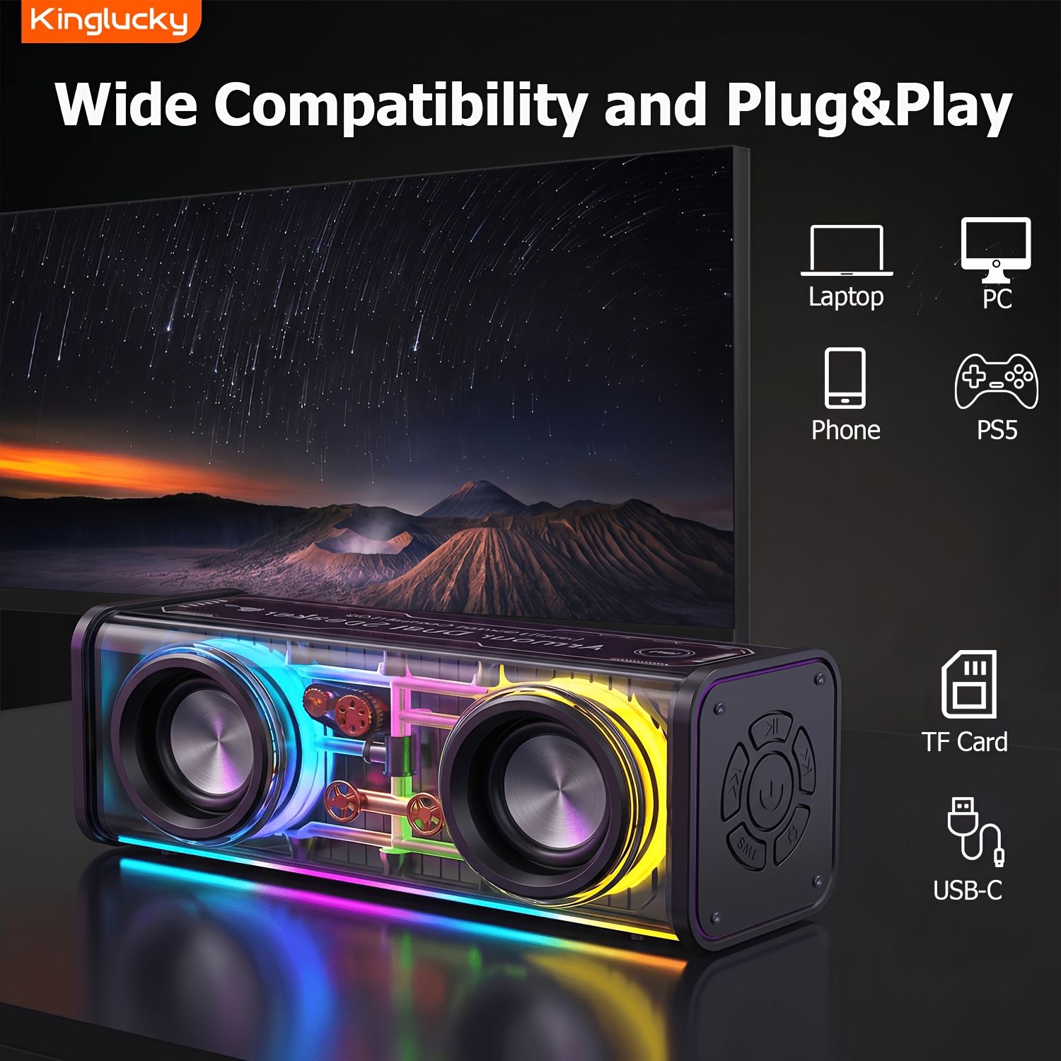 Kinglucky Portable Wireless Speaker, Wireless Heavy Bass Speaker... product image 6