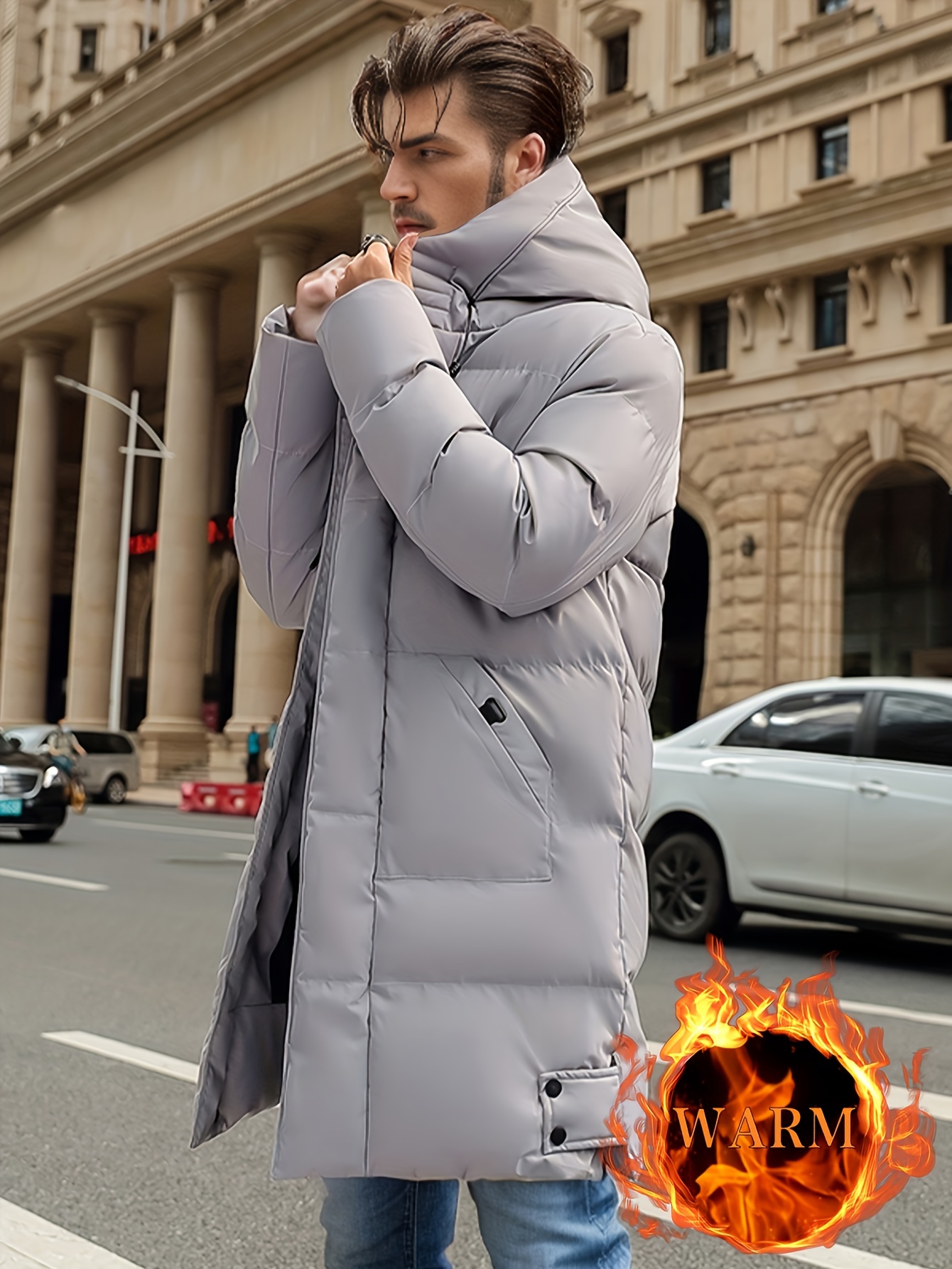 Trench Coat Vetement Chaud Homme Veste Chaud Coupe Vent à Capuche