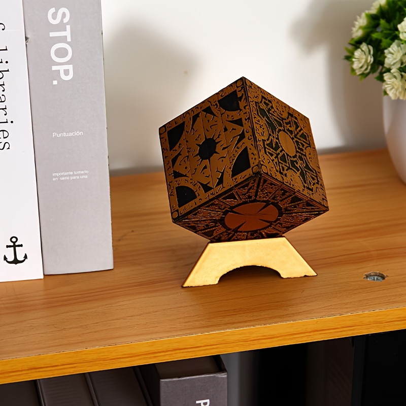 

1pc Engraved American Puzzle Box Cube Replica, Decorative Collectible Art, Removable 3d Printed Plastic Stand, Intricate Detail, Unique Gift Idea