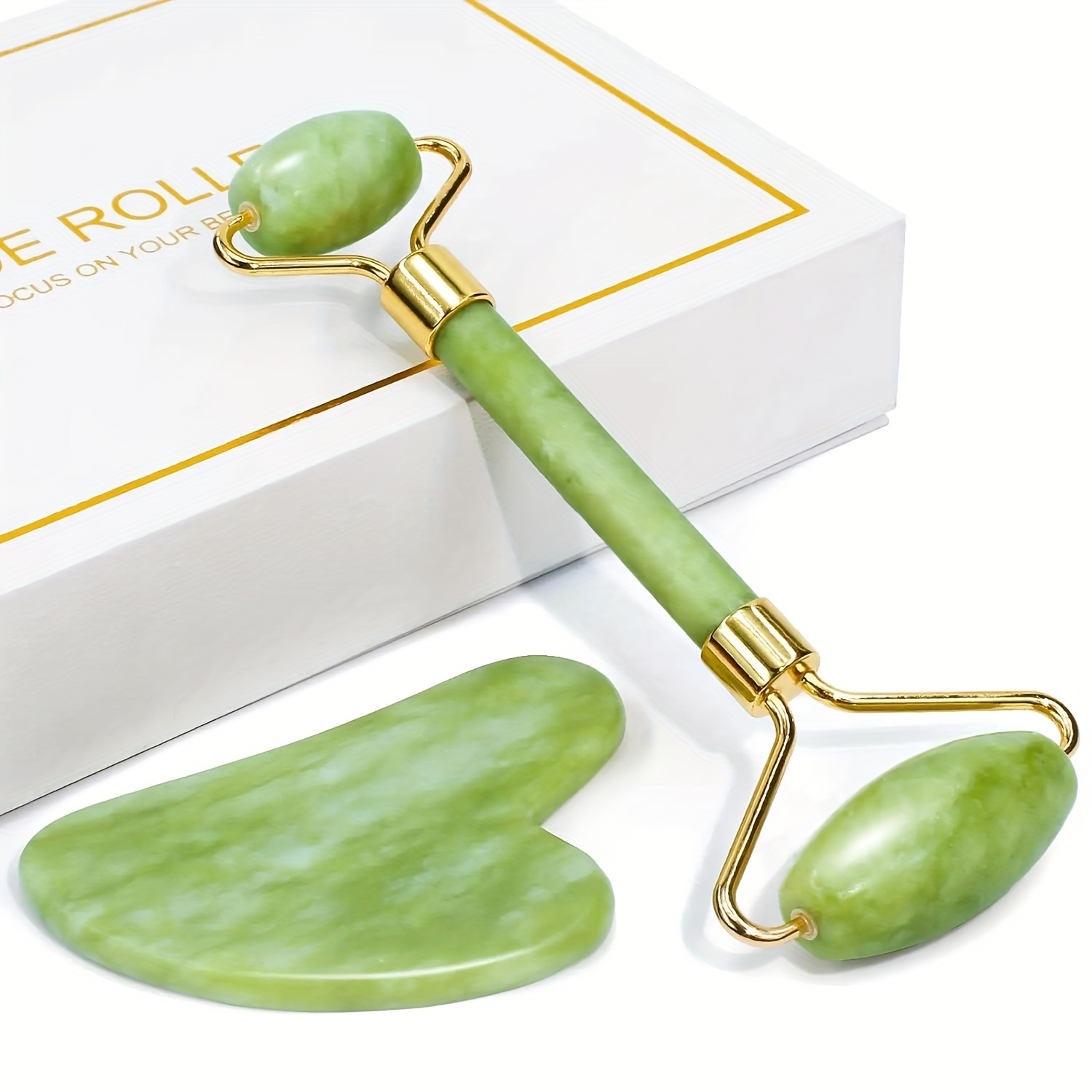 

2pcs/set, Jade Roller & Gua Sha Facial Tools Face Roller And Gua Sha Set For Skin Care Routine And Puffiness, Self Care Set For Men Women