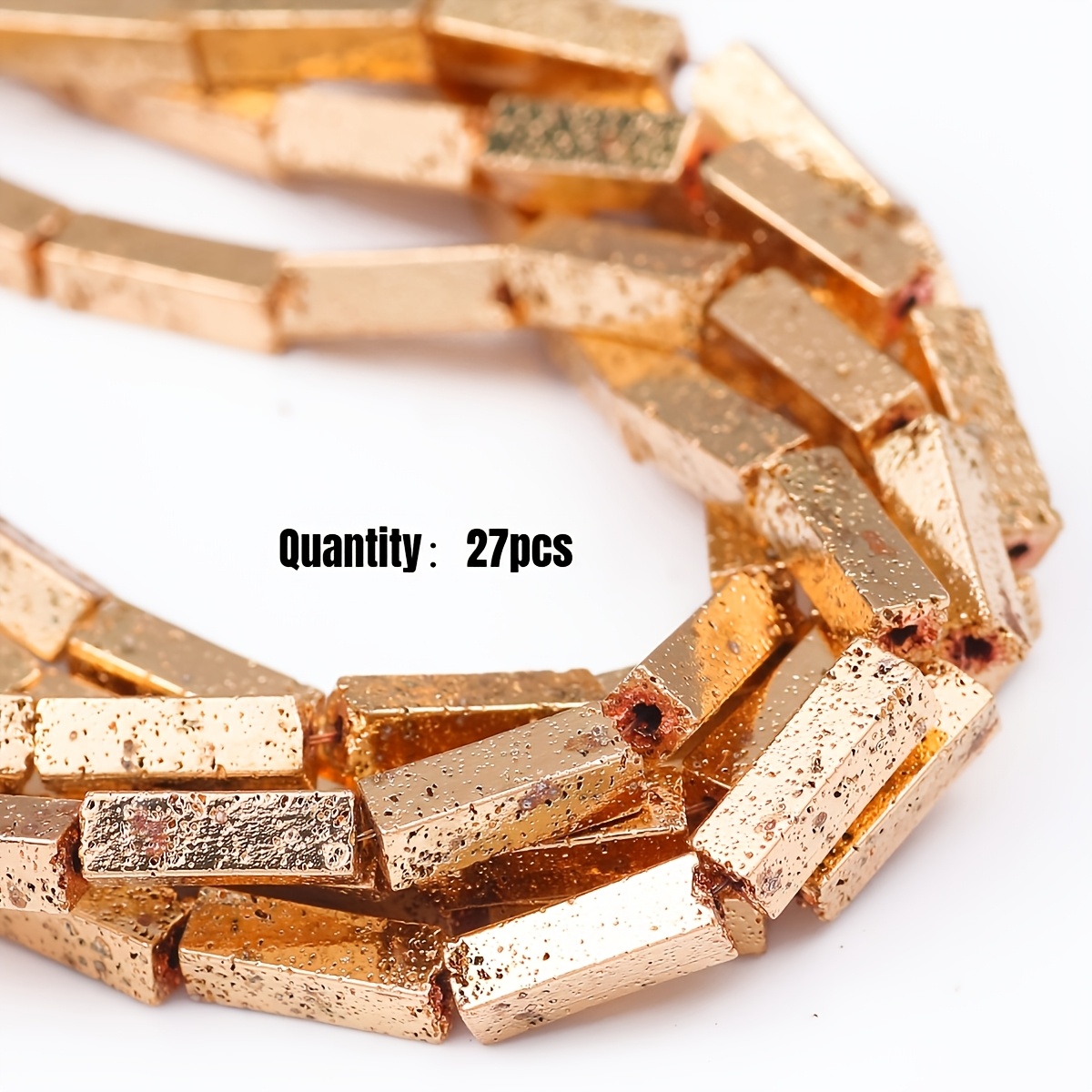 27pcs Sparkly Multicolor Rectangular Stone Spacer Beads