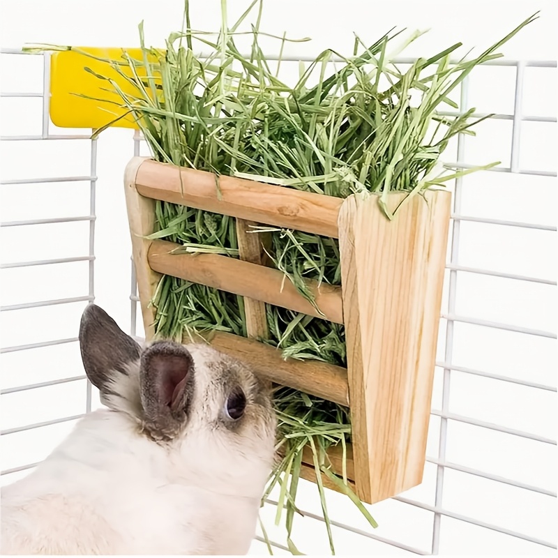 TEMU Wooden Hay Feeder For Rabbits That Minimizes Waste, Available In Different Designs For Various , Ideal For Rabbits, Guinea, And - A Self-serve