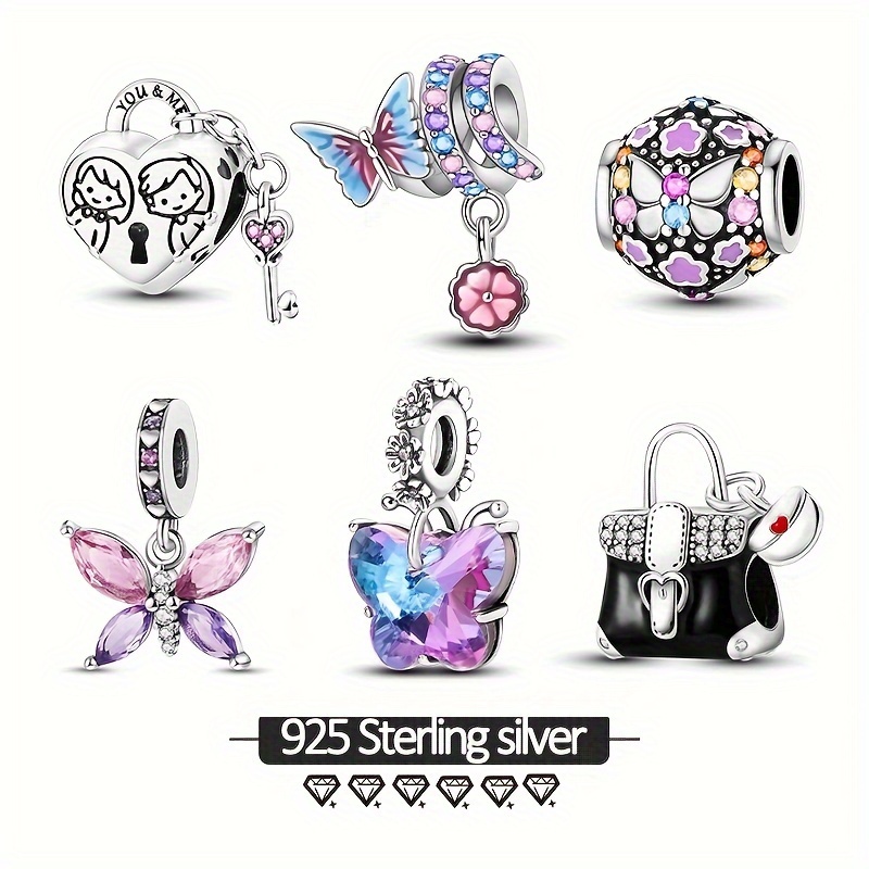 

Original 925 Sterling Silver High Quality Women Charms Beads Fits Original Brand Bracelet Zircon Flower Butterflies Shape Women Jewelry Gifts