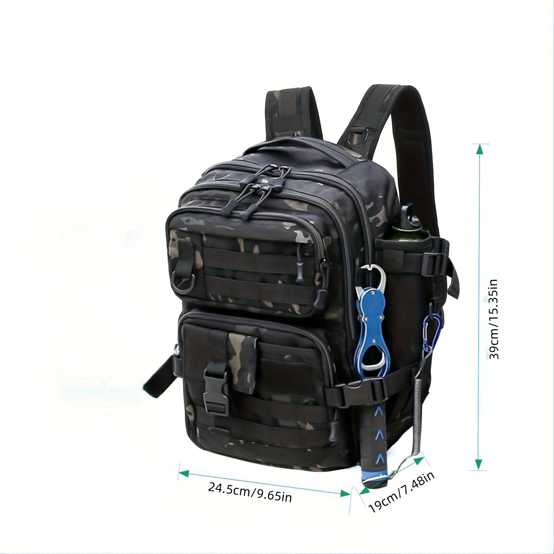 1pc Fishing Backpack, Fishing Tackle Storage Bag With Rod Holder, Suitable  For Outdoor Camping Hiking