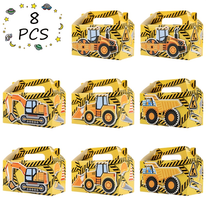 TEMU Gift For Her/him 8 Pack Construction Vehicle Party Favor Boxes With Dump Truck & Excavator Themed Gift Boxes Suitable For Birthday, Shower,