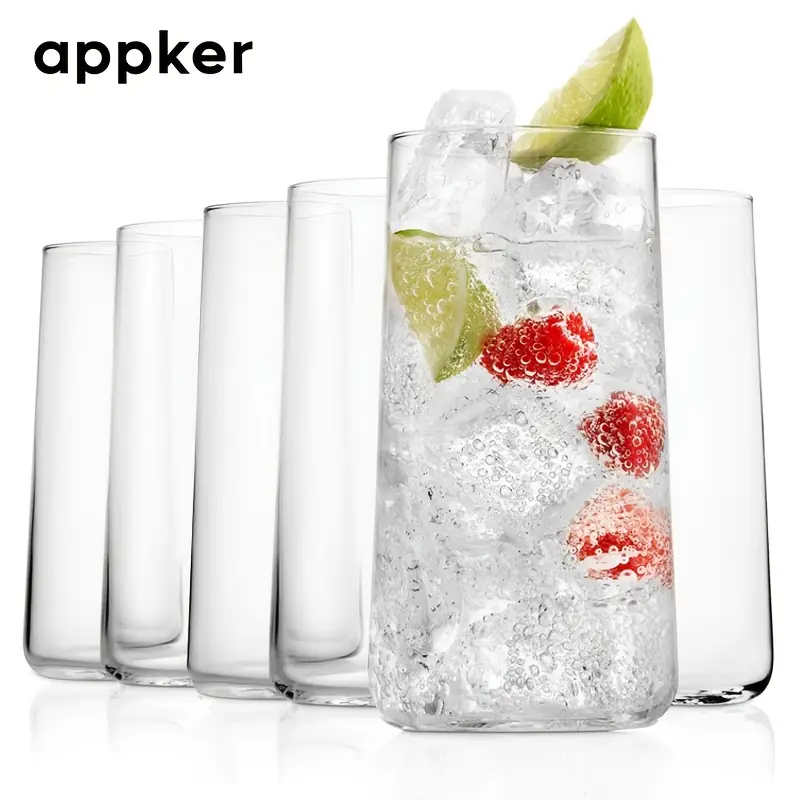 4/6 Stück * Moderne Kristallbecher | Hohe Highball Trinkgläser, Herkunft * Wasser- und *-Küchenglaswaren, 18 Unzen