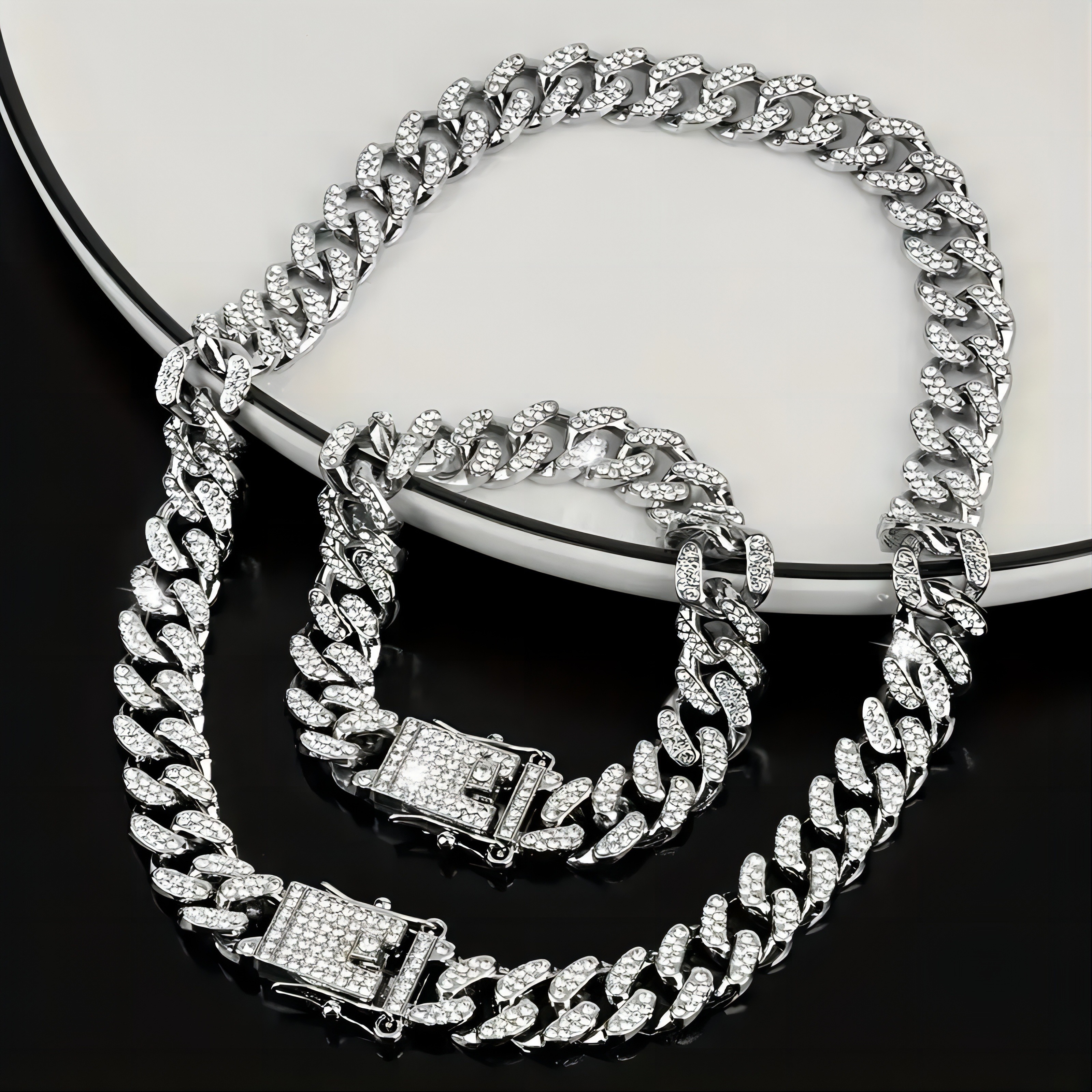 SILVER PLATED UNISEX Chain sold NECLACE and Bracelet Sets