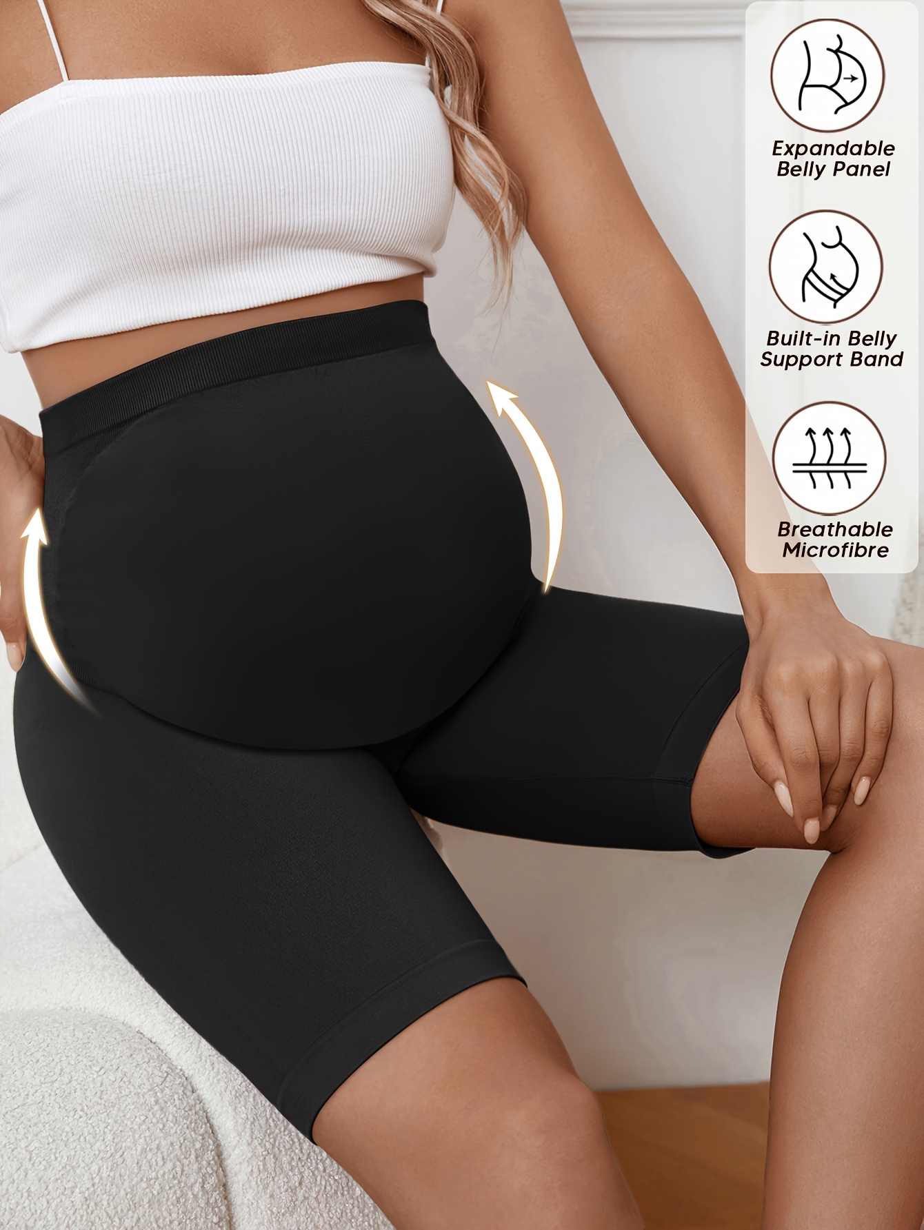 Women'S Maternity Pants - Soft Breathable Knitted Belly Support with 5-Point Coverage, Seamless High-Waisted Pregnancy Leggings for Yoga, Sports & Casual Attire, All-Season Comfort Stretch-Free Fabric (Solid Color, Non-Stretch) - Elegant & Casual Ma