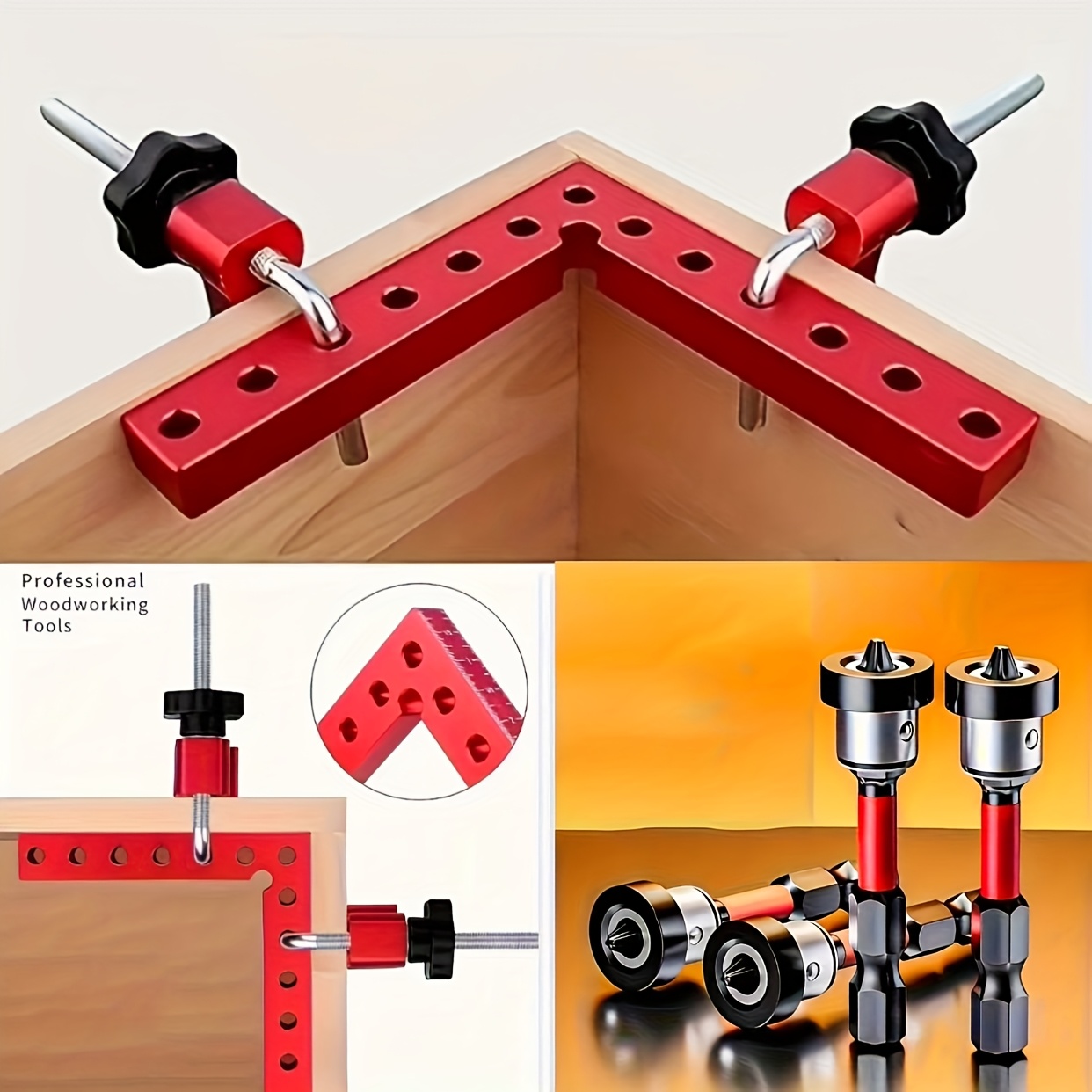 Juego de 8 Abrazaderas de Ángulo Recto Preciso a 90 Grados para Carpintería, Marcos, Cajas y Cajones - Estructura Duradera de Aleación de Aluminio 5.5" x 5.5" (14 x 14 cm)