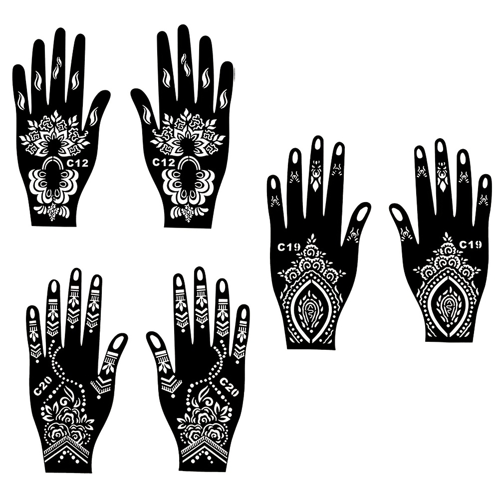3 Pairs 6pcs Tattoo Template Body Art Lace Pattern Men And Women Hand Back Foot Semi-permanent Body Skin Waterproof Simulation Tattoo Template Set