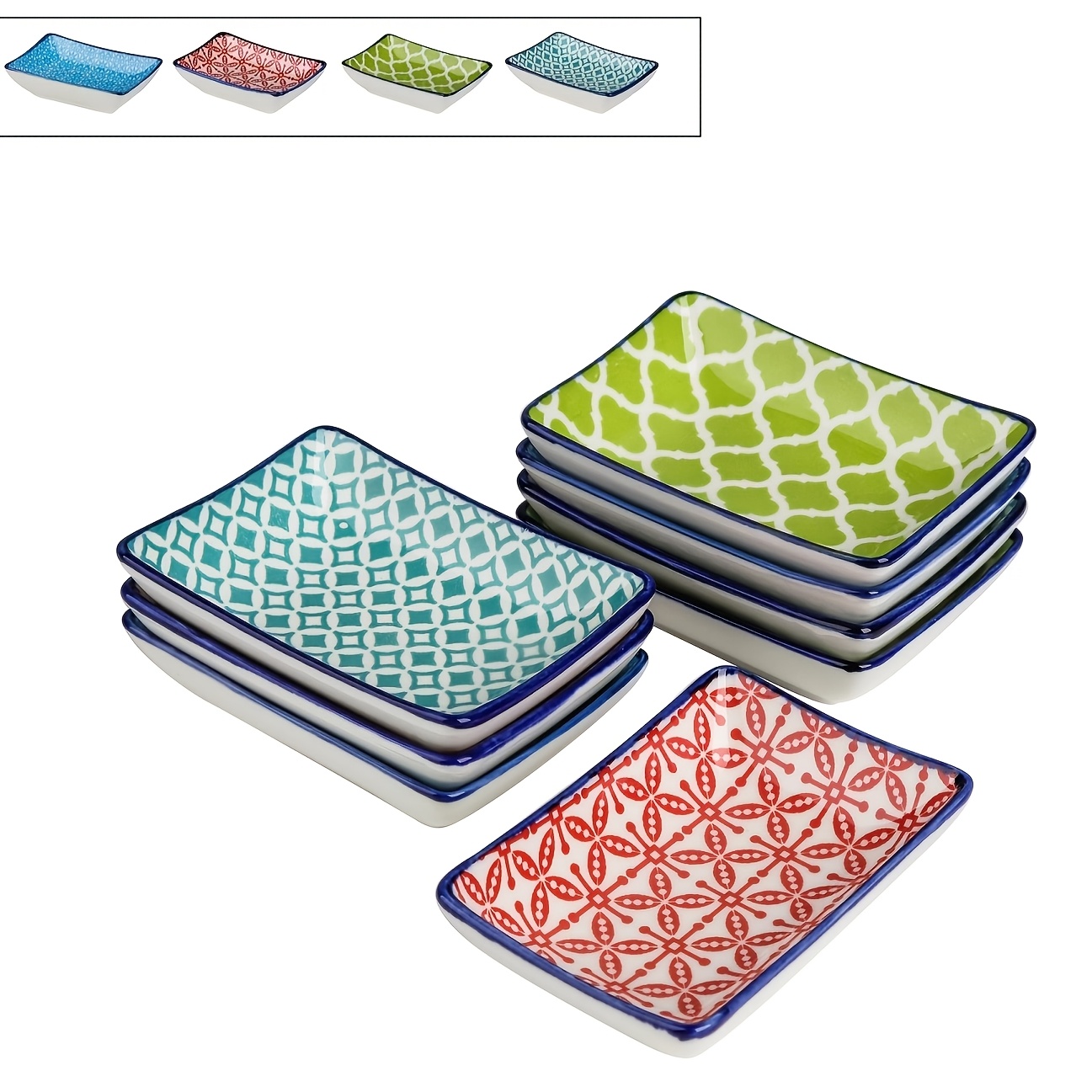 Image of 8pcs Set Of Snack/dip Bowls Dopamine Color Ceramic Plates, Dip Dishes/mustard Dishes/snack Plates, Easy To Clean And Store, Oven Safe/microwave Safe, Multi-scene Use